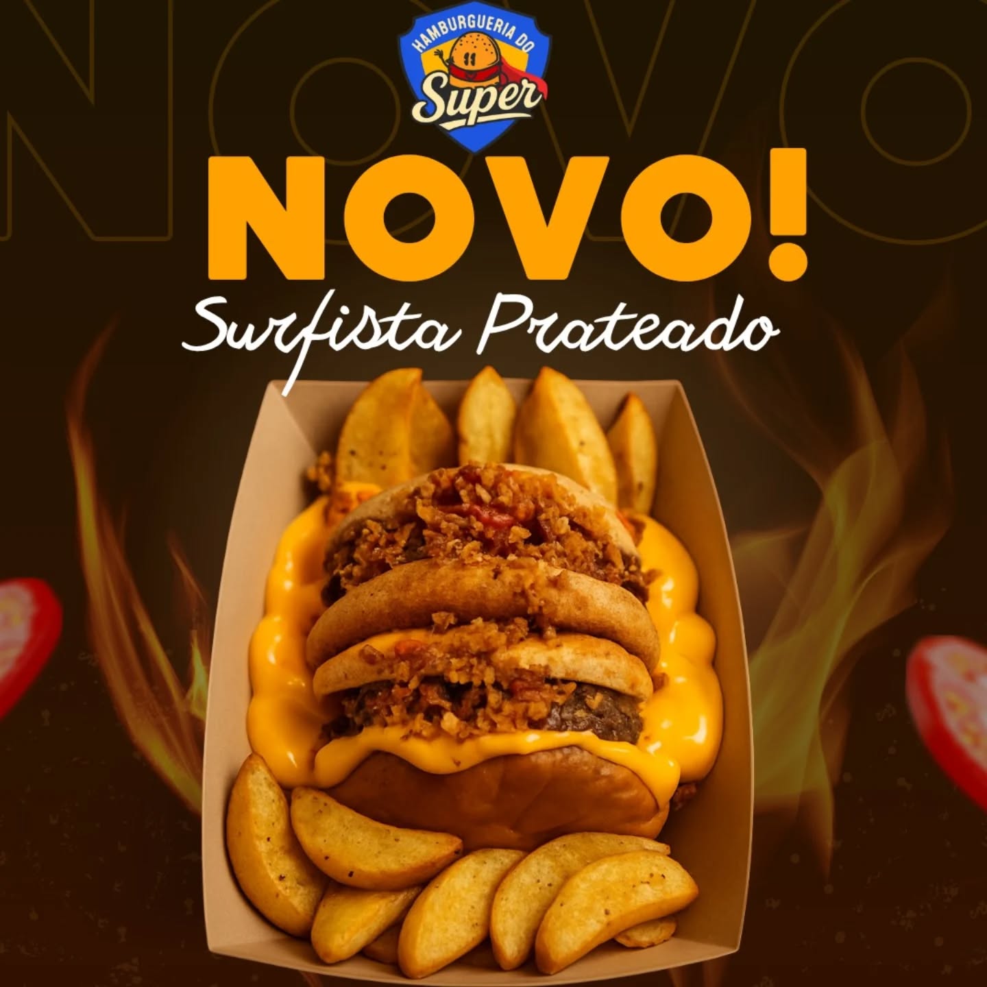🧀 Piscina de Cheddar? SIM! Conheça o Surfista Prateado! 🤤
Atenção, fãs de queijo! O Burger do Mês foi criado pensando em você. Chegou o Surfista Prateado, o burger que não economiza no seu ingrediente favorito!
Ele traz tudo que você ama em um só burger: nosso Pão Brioche macio, 170g de Burger Artesanal, e a combinação imbatível de cebola caramelizada e bacon.
O segredo? A famosa Piscina de Cheddar Derretido, onde todos os ingredientes principais são imersos, e um toque crocante de Cebola Crispy e Farofa de Bacon para finalizar.
É o máximo de cheddar que você pode querer, acompanhado das nossas Fritas do Super.
Marque um amigo que vai amar dar um "mergulho" nessa piscina de cheddar com você! Disponível só em outubro ! 📲
#hamburgueriadosuper #cheddarlovers #bacon #hamburguer #campinas #instafood #burger #foodporn