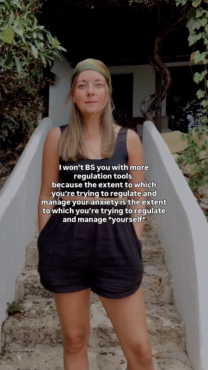 WHICH is a direct reflection of how you were regulated and managed while growing up…
So, while regulation tools are supremely important and useful for anxiety, and you *do* need methods for keeping your head above water when it’s necessary…
Regulation and management are not the actual healing
And if you’re here reading this I’m going to take a bet that OVER regulation is actually the exact thing that’s now in the way of your healing.
Because I know that you know how to regulate.
And yet you’re still looking for solutions for managing your anxiety.
The healing happens in knowing WHAT it is you’re trying to regulate and manage — spoiler: it’s not ‘anxiety’, it’s YOU. Your anxiety is an aspect of YOU! Not wonder it doesn’t want to be regulated and managed anymore, right? You had enough of that growing up (sitting quietly at your desk, not coming out of your room after you’d been put to bed, asking permission to go to the toilet, getting a sticker on your chart when you didn’t have a tantrum, aka. being a Good Girl)… and WHY you’re trying to regulate and manage it.
This is the key to being able to let go of controlling your overthinking, constantly fighting the weight in your chest, and trying to get rid of the perpetual feeling that the other shoe is about to drop…
And actually integrate the part of you that’s trying SO hard to get you to pay attention.
I’m currently deep in the vortex working on a self paced mini course to guide you through exactly this: alchemising the high charge of anxiety SO THAT you can trust your life and body, stop fighting symptoms, and finally feel like yourself.
➡️ Comment ‘charge’ and I’ll send you the link to join the waitlist so you can grab early pricing when it launches 👀
————-
#anxiety #anxietysupport #nervoussystemhealing #nervoussystemhealth #nervoussystemregulation #somatics #somatichealing #somatictherapy #embodiment #emotionalregulation