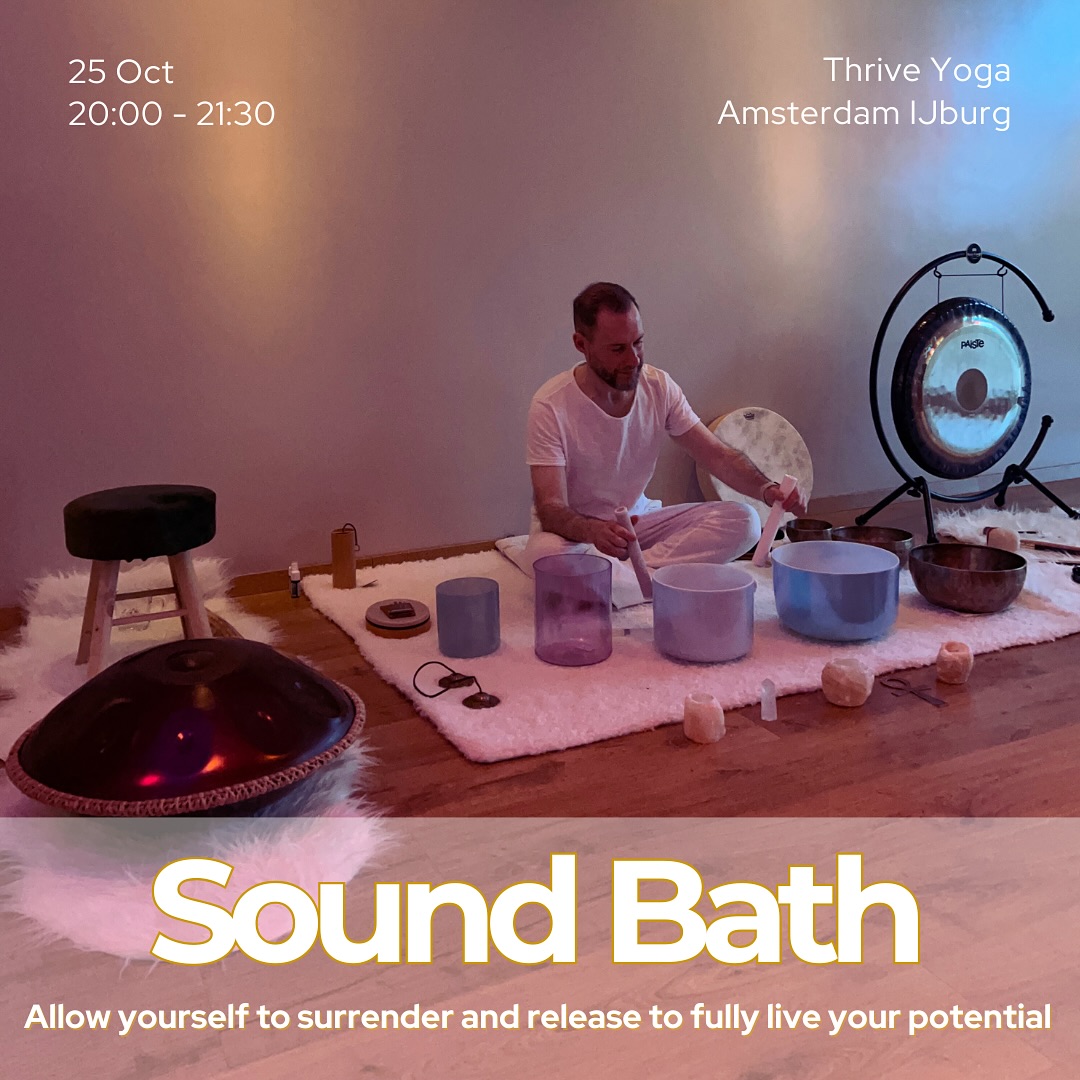 Raise your vibration on Saturday 25 Oct @ Thrive Yoga Amsterdam IJburg🎼
Join a magical Sound journey✨
When receiving a sound bath, you are guided from Beta/Gamma brain waves (awake, active state) to Theta/Delta brain waves (relaxed, sleep state). This allows your body and mind to release the tension and emotions that are holding you back. Because our body consists of almost 75% water and is therefore an excellent conductor for sound vibrations, these sounds will guide you to what you need at that moment. You may lie down, close your eyes and receive.
Benefits of a Sound Bath💫
- Experience peace in your body
- Reduces stress, anxiety, depression, tension and pain
- Activates self-healing in the body
- Removes emotional blockages
- Deepens the connection with your intuition
- Increases awareness and mental clarity
I would like to take you on this unique experience with my special instruments:
🌟Alchemy Crystal Singing Bowls made of pure quartz crystal and mixed with the best gemstones, semi-precious stones and precious metals that contain specific healing properties
🌟Himalayan bowls, handmade during the Full Moon, contain unique vibrations to help you let go
🌟Handpan, wonderful melodies
🌟Gong, with a harmonious, deep and rich sound
🌟Kalimba, wonderful idyllic sounds
🌟Ocean drum, be surprised
🌟Rain stick, nature sounds
🌟and many more!
Details:
Saturday 25 Oct 20:00-21:30
@thrive_yoga_amsterdam Thrive Yoga Studio IJburg (free parking)
Price: 20 eur (18 eur for Thrive members)
Tickets via link in bio
#Meditatie #CrystalBowls #Handpan #soundbath #SoundJourney