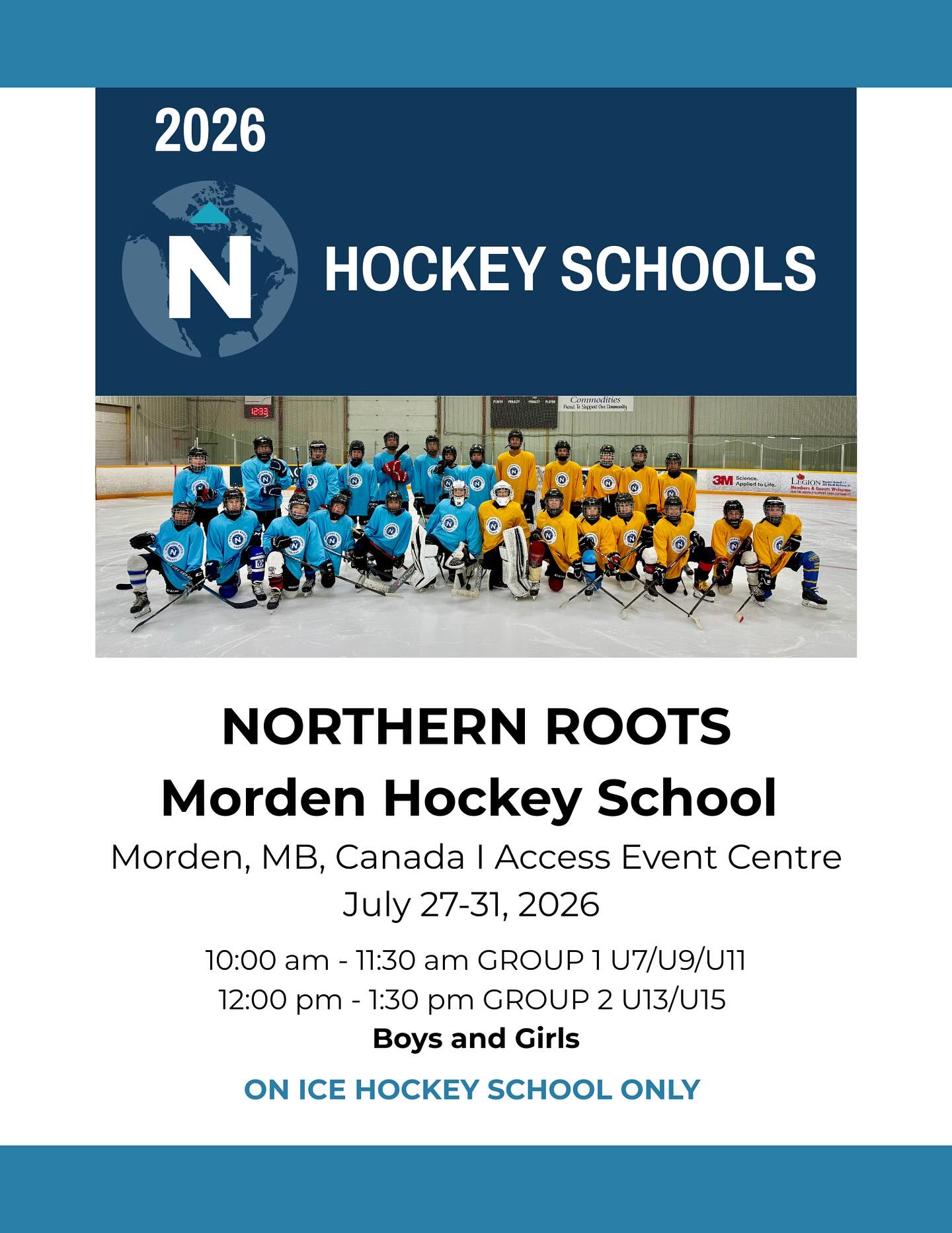 🏒 Morden Hockey School 2026 – Registration Now Open!
Calling all young players in Manitoba! Join us this summer for the Northern Roots Morden Hockey School, July 27–31, 2026.
Led by elite coaches with professional, collegiate, and international experience, this on-ice–only camp is designed to sharpen skills, build confidence, and fuel a lifelong love of the game.
🌟 Boys & Girls U7–U15
💰 $200/skater | $150/goalie
🎽 Jersey included
Spots fill fast — don’t miss your shot!
👉 Register now (https://form.123formbuilder.com/6887337/northern-roots-morden-hockey-school-2026)
https://mailchi.mp/northern-roots/morden-hockey-school-2026
#NorthernRootsHockey #HockeyDevelopment #MordenHockey #YouthHockey #trainwiththepros