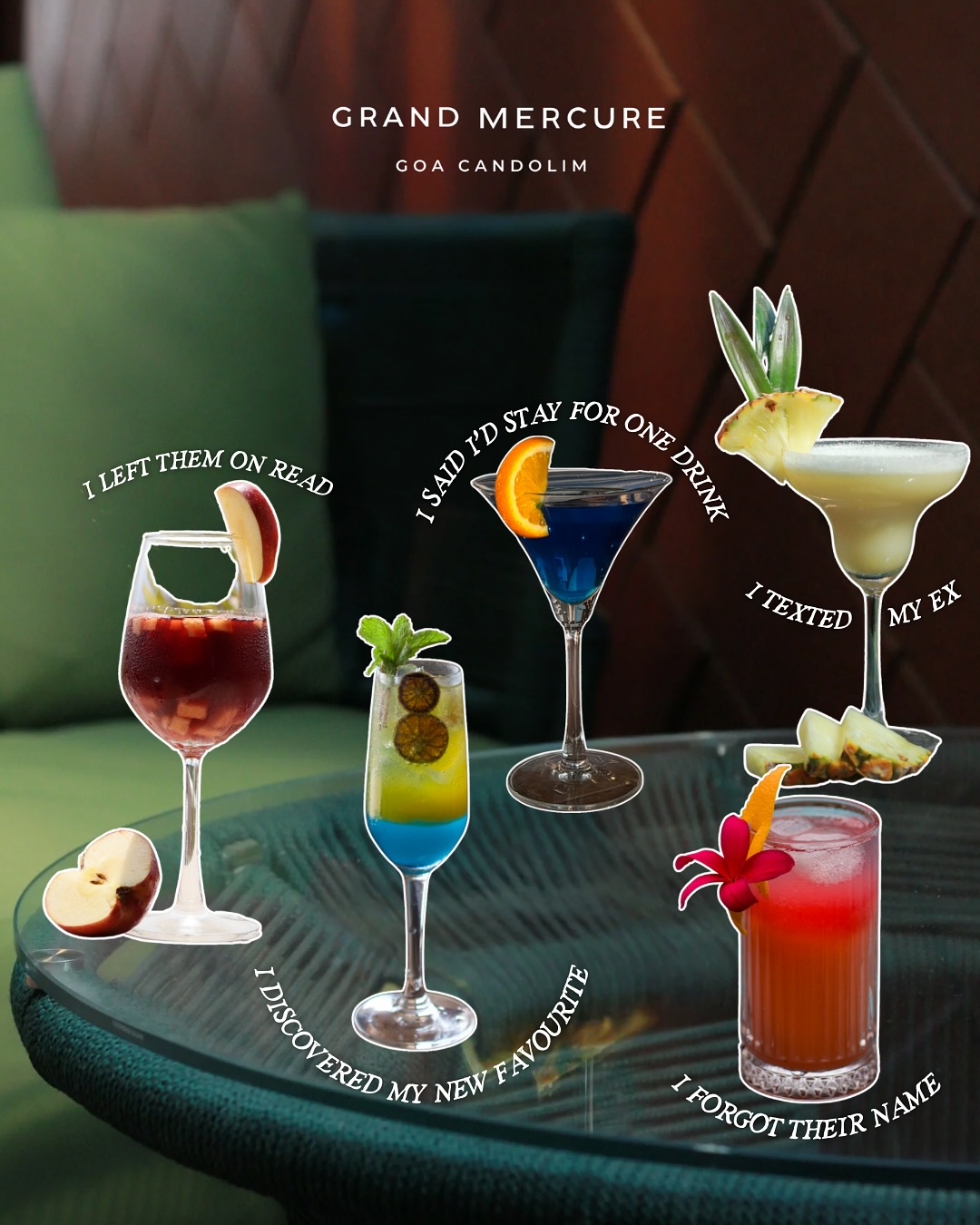 At Grand Mercure Goa, every cocktail tells a story, some linger on your mind, others you leave on read, and a few become instant favourites you never forget.🤭
It’s not just about the drinks, it’s about the moments they create. Which one’s your story tonight?✨
#GrandMercureMoments #SipInStyle #goaluxury #drinksondrinks #whattodoingoa #aesthetic #discovergrandmercuregoa #foryoupage #carouselpost #goadiaries