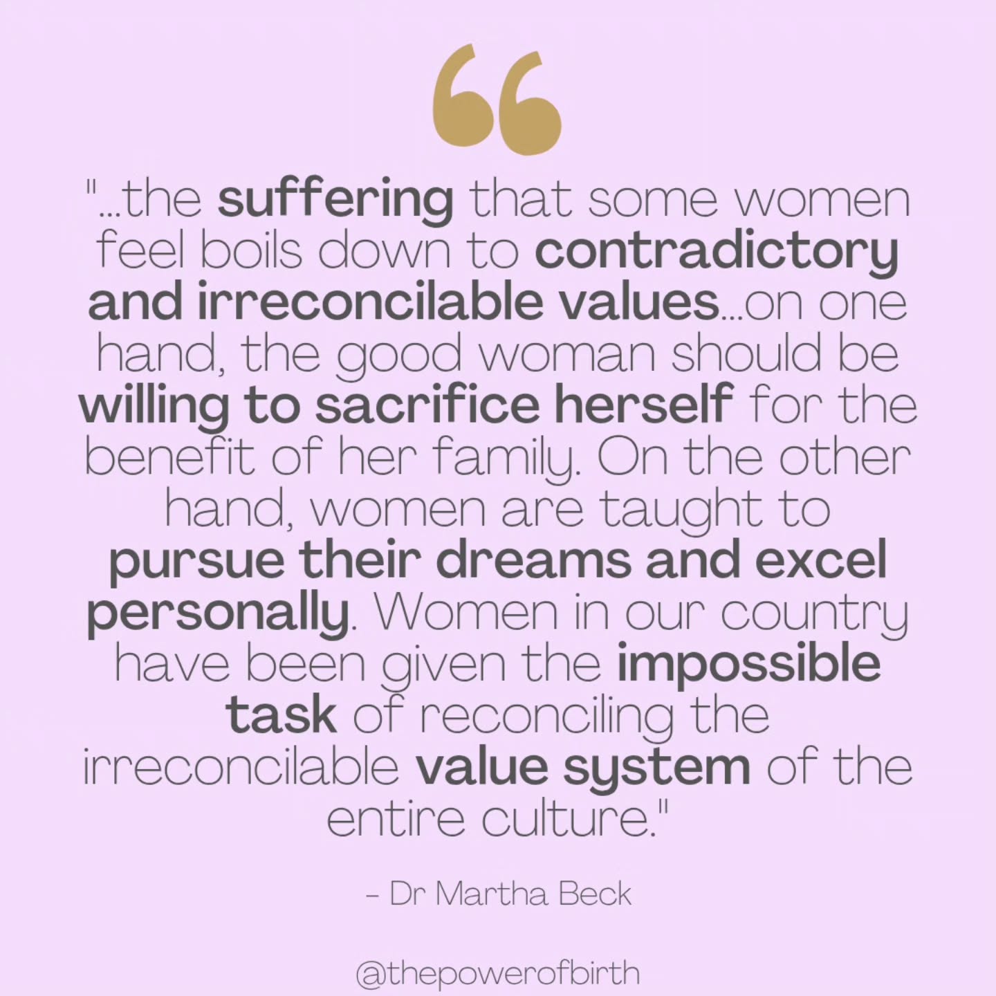 There’s a kind of invisible suffering that so many women carry, one that isn’t about doing too much, but about being pulled in two completely opposite directions.
We’re raised to believe that a good mother gives endlessly, she sacrifices herself for the people she loves, keeps the peace, holds everything together.
And at the same time, we’re told to chase our dreams, maintain independence and never lose ourselves.
So we stretch.
We pour from empty cups.
We feel guilty no matter which way we lean... guilty for wanting more, guilty for needing rest, guilty for not being enough. Then we rage.
And somewhere in between, we start to wonder… who am I now?
I see this every day in the stories of mothers who are trying to reconcile these two worlds: the self that was and the self that’s becoming.
It’s not weakness. It’s not failure. It’s the impossible task of living within a culture that asks women to be both everything for everyone and everything for themselves.
Maybe the real work of healing is not finding balance between these expectations… but questioning them altogether and instead start redefining what a good woman and mother means for ourselves. 🩷🤍
.
.
.
.
#thepowerofbirth #matrescence #perinatalmentalhealth #motherhood #womanhood #postpartumjourney #marthabeck #motherhoodunfiltered #birth #pregnancy #postpartummum #postpartum #kids #identity #goodenoughmother #patriarchalmotherhood #mothering #maternalmentalhealth