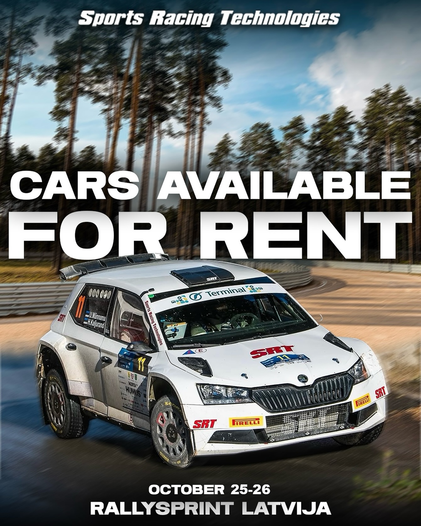 A last minute opportunity to end the season in a mixed-surface rally! ๐ฑ๐ป
Rallysprint โLatvijaโ is approaching, and approaching fast! The event will consist of both gravel and asphalt stages next weekend.
The Sports Racing Technologies has have multiple cars available for rent - SRT Proto and ล koda Fabia RS Rally2.
โน๏ธ Entry closes October 17, act quick!
๐ฒ More information via DM or info@srt.lv
#SRT #SportsRacingTechnologies #SuspensionLaboratory #Rallijsprints #RallijsprintsLatvija