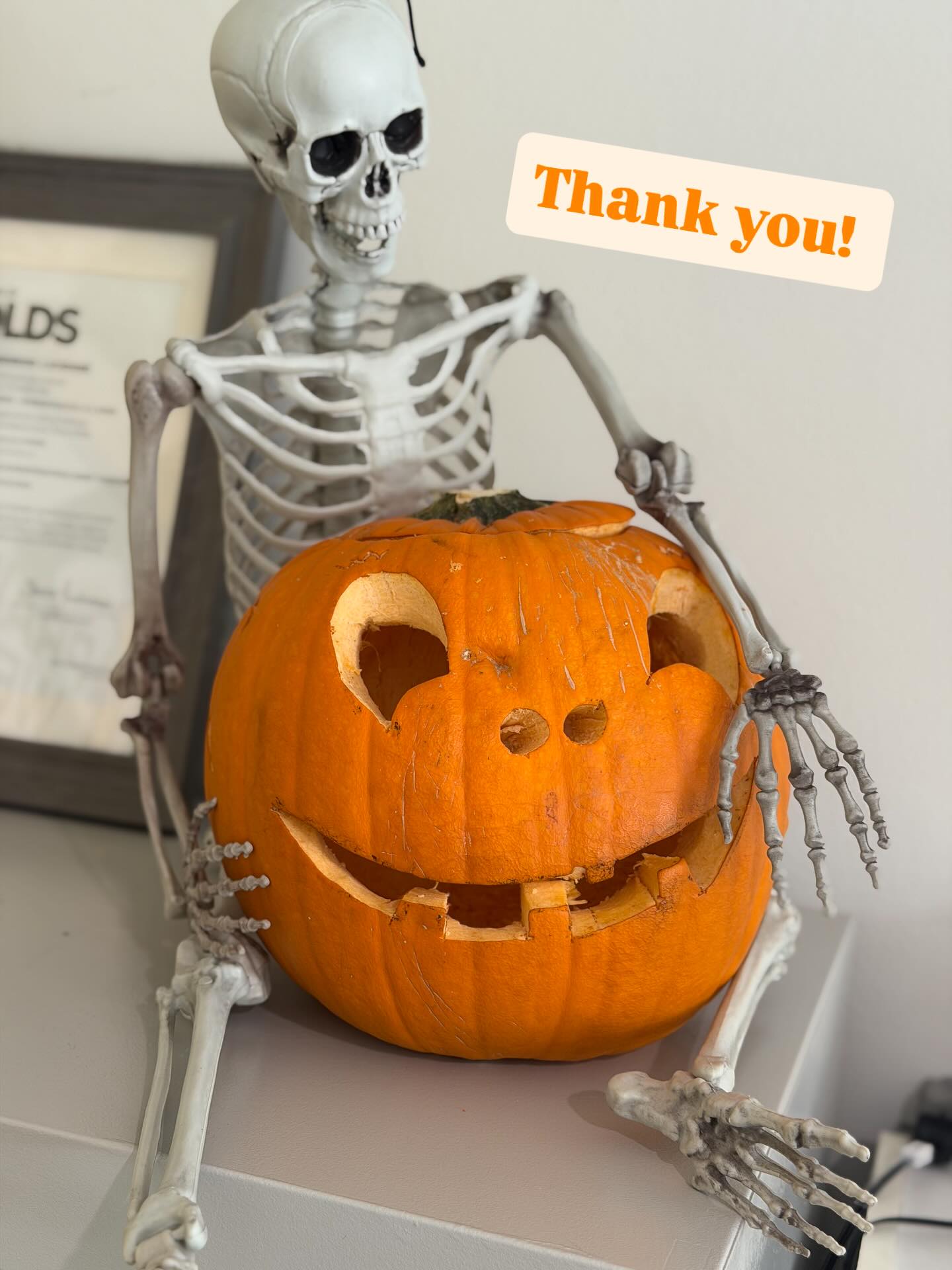 Thank you to all the fine people at Western Financial in Olds! @westernfinancial 2 Gorgeous Ghouls carved and delivered this pumpkin loaded with treats & goodies for us to enjoy! Now thatโs some pretty spooky spectacular service indeed! Thank you! ๐