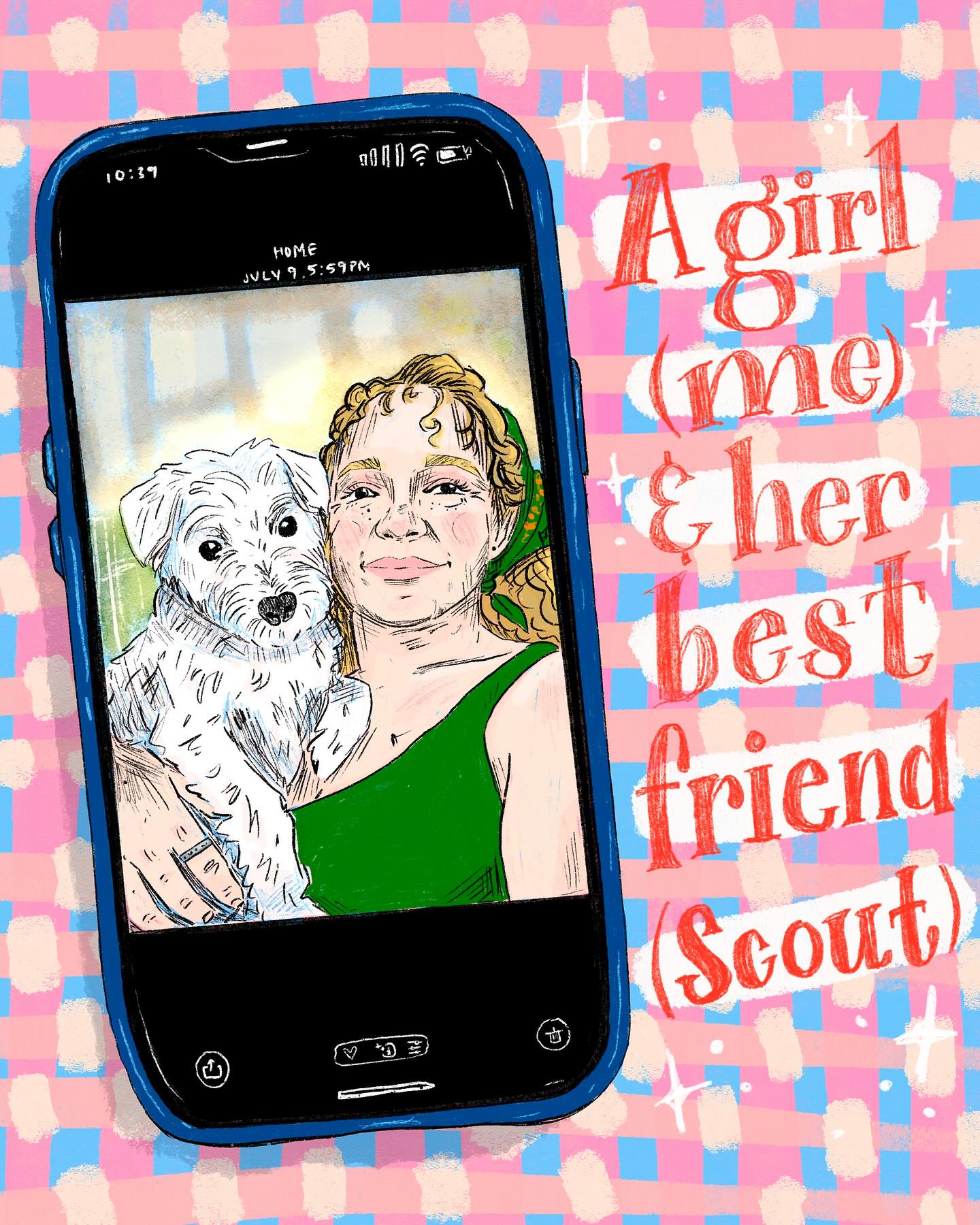 @badtober days 11 & 12: A screenshot (of) a girl and her best friend, featuring me and also my dog Scout. To all my human best friends, I love you too, I hope you understand that I had to feature my tiny, barky best friend (I miss her lots!)
#badtober #badtober2025 #mydog #octoberdrawingchallenge #illustration #procreateillustration