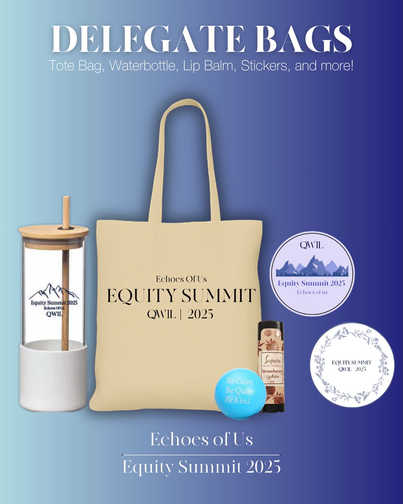 Here’s a sneak peek at some of the things you can expect for the Equity Summit Delegate Bags! Just another reason to get those applications in! 💙
Applications close November 4th at 11:59 PM EST. Apply through the link in our bio! ✨