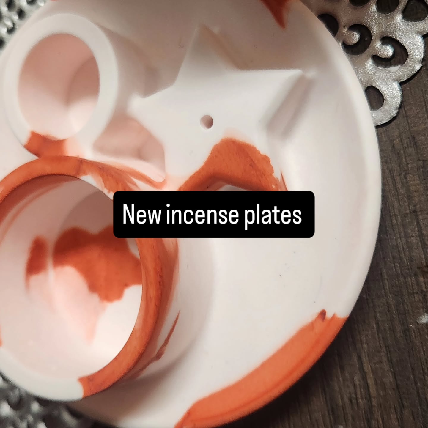 New incense plates spots for chime candle, incense, and sage bundle. <3
