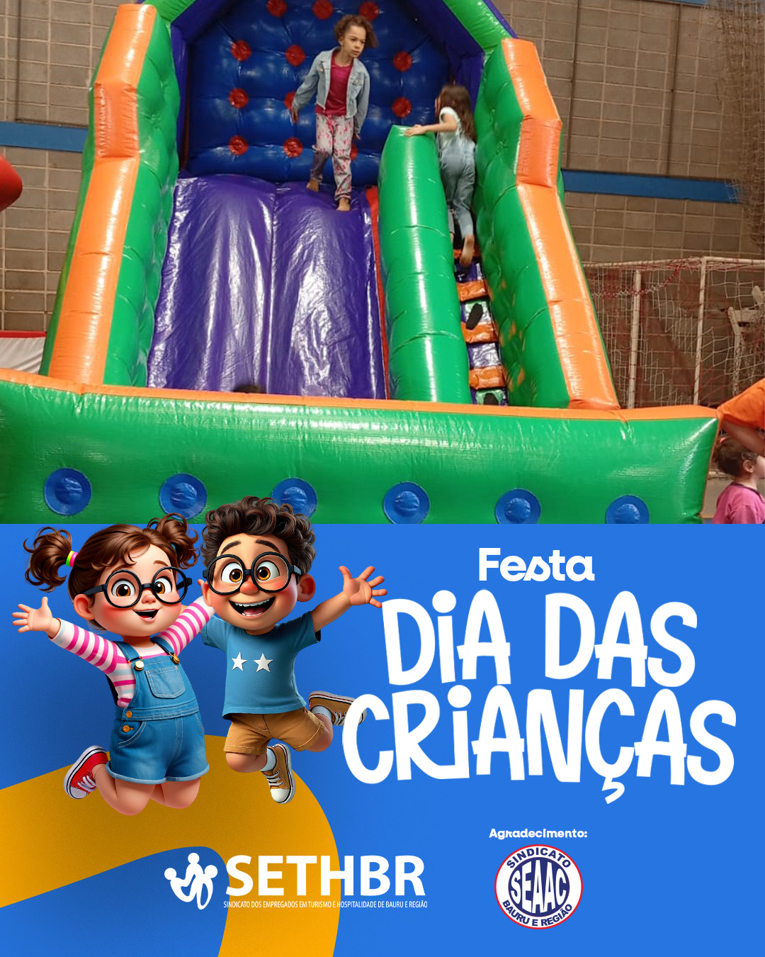 ✨🎈 Um dia repleto de alegria, brincadeiras e sorrisos tomou conta da festa do Dia das Crianças! Foi lindo ver tanta energia boa e momentos especiais compartilhados em família. 💛
Agradecemos  ao Sindicato SEAAC pela parceria que tornou esse evento ainda mais especial! 🤝🎉
Conte com a gente!
Sempre ao lado do trabalhador.
📞Fale com o Sethbr: (14) 3227-7431 ou 3227-7283
📲 Para saber mais sobre o nosso trabalho, acesse: www.sethbr.com.br
#sethbrbauru #sindicato #bauru #sethbr #aposentadoria #direitodotrabalhador #condomínios #edificio #baurucity