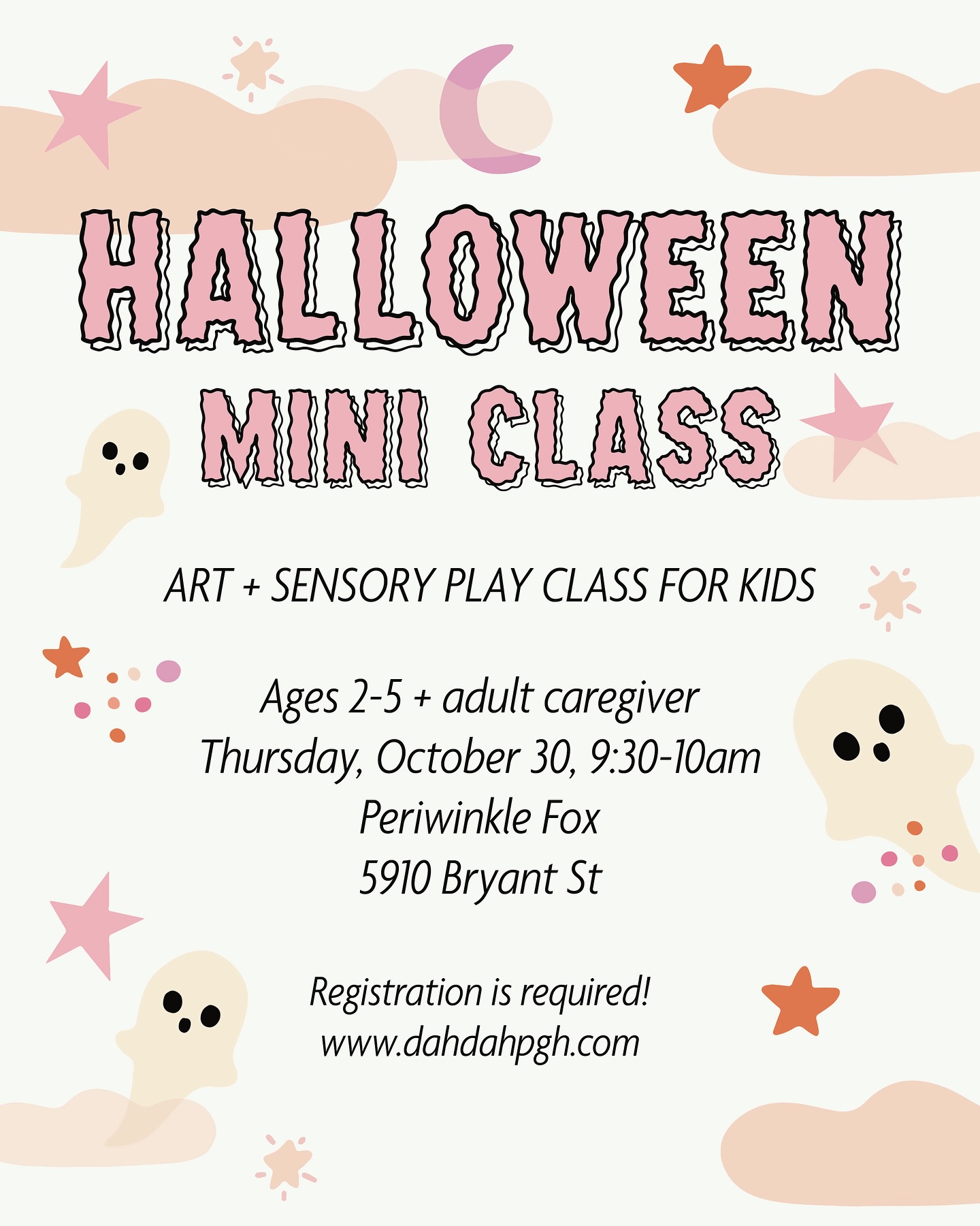 Join us @periwinklefoxkids for our mini Halloween pop up! 👻 Sign up at www.dahdahpgh.com