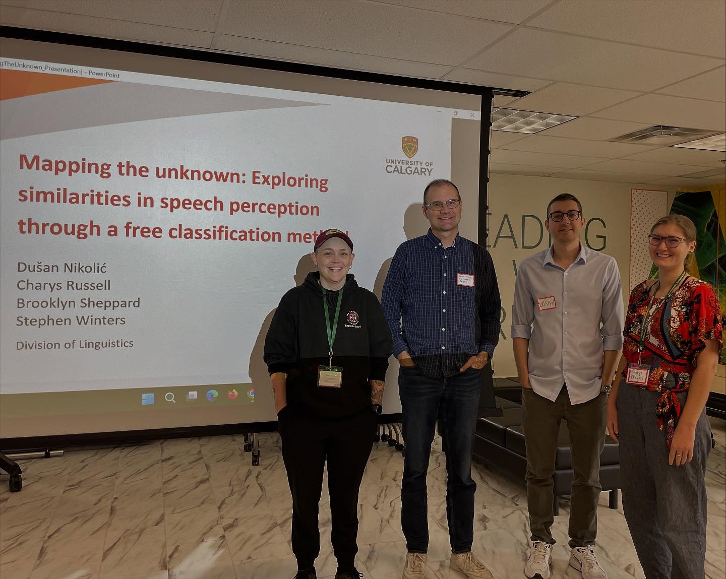 The phonetics lab had a great time at Methods and Techniques in Phonetic Sciences this weekend! There’s some really neat research out there. We loved checking in on what techniques other labs are utilizing, and sharing how we’re using free classification at the University of Calgary.
#acousticsweekincanada #matips #phoneticresources #phoneticsresearch #ualberta #uofa #ucalgary #uofc #ucalgarylinguistics