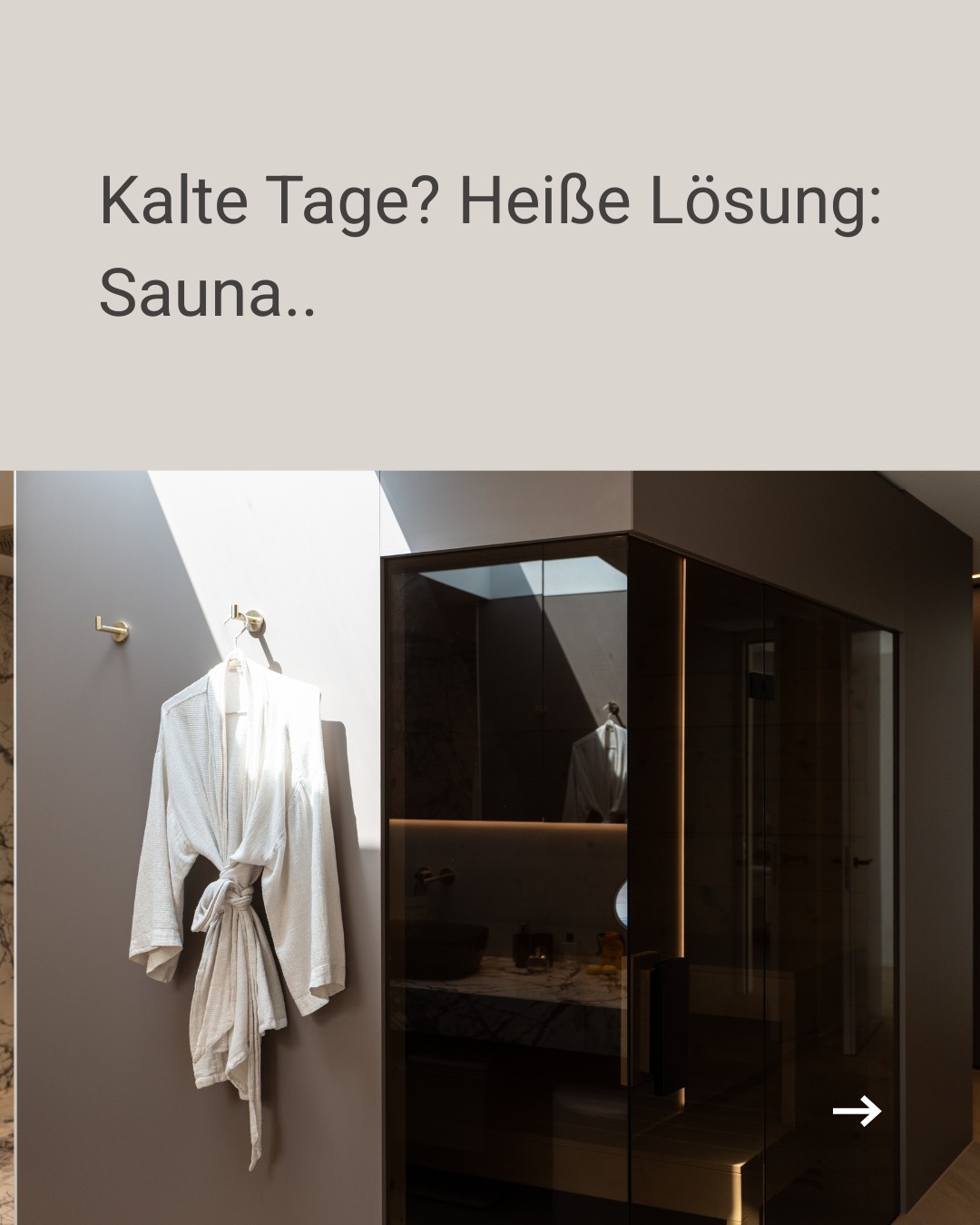 Plane mit uns deinen Wohlfühlort.
Saunieren entspannt Muskeln, stärkt das Immunsystem und bringt den Kopf zur Ruhe.
Ein Moment nur für dich – bewusst abschalten und neue Energie tanken. Wir bauen deine Massgeschneiderte Sauna für entspannte Tage.