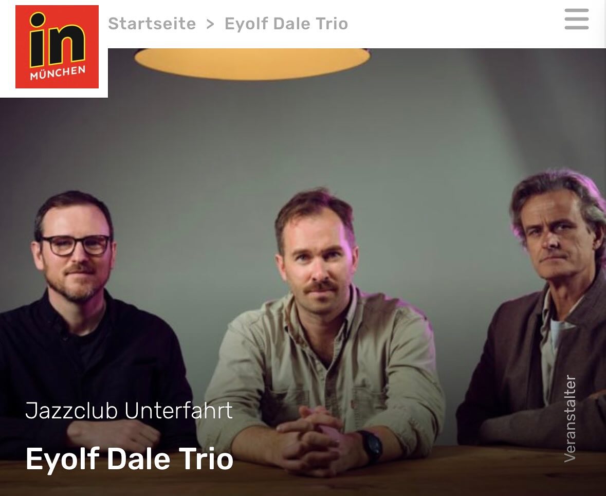LIVE STREAM from @jazzclub_unterfahrt tonight at 20:30
Catch Per Zanussi, Audun Kleive and yours truly on a good old streaming concert! We’ll play music from our latest, ‘When shadows dance’ as well as some older things and some newer things!
Link in bio
#eyolfdaletrio @perzanussi @audunkleive @kalleklev_management @editionrecords