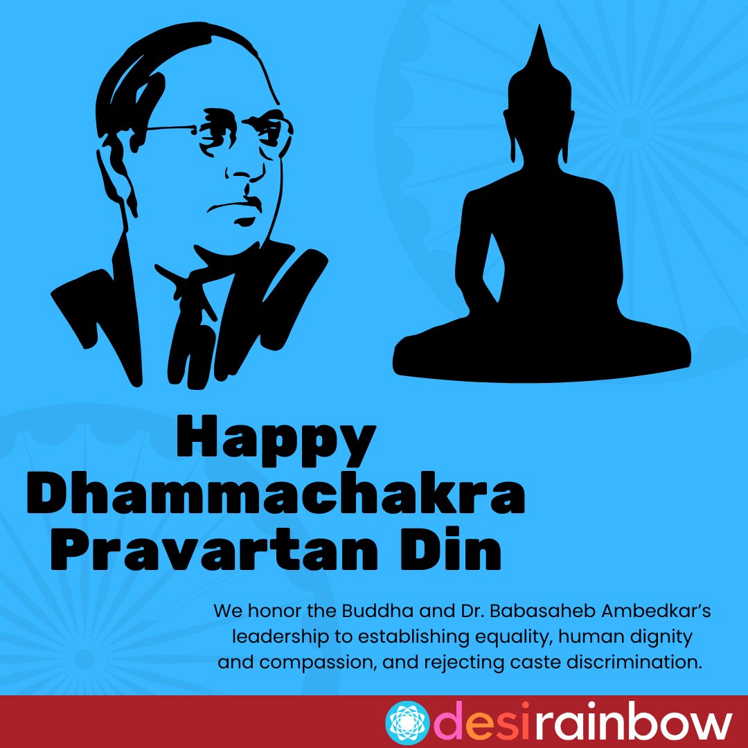 ☸️ Happy Dhammachakra Pravartan Din and Ashok Vijayadashami! ☸️
🪷 Today we celebrate the Promulgation Day of the Wheel of Dhamma, honoring Tathagatha Gautam Buddha setting the wheel of Dhamma in motion and Ashoka the Great embracing Buddha’s teachings. On October 14th, 1956, Bodhisattva Dr. Babasaheb Ambedkar and thousands of his followers embraced Buddhism and renounced Hinduism and its caste hierarchy, reciting the 22 vows at Nagpur’s Deekshabhoomi.
🪷 We honor Dr. Babasaheb Ambedkar and the Buddha’s commitment to establishing equality, human dignity and compassion, and rejecting caste discrimination. Today is a day to work towards caste-abolition in LGBTQIA+ and South Asian communities, and to support the Ambedkarite Buddhist, Dalit Bahujan and Adivasi-led movements which are continuing Babasaheb’s work today around the world.
We encourage folks to learn more about the anti-caste movement and the intersections of caste and queerness, to challenge casteism and caste discrimination in our community institutions, families, and friend circles, and to support local anti-caste work and efforts to ban caste-based discrimination here on Turtle Island. Please don’t hesitate to share additional resources in the comments below!
📚 Learn more at these links:
https://www.roundtableindia.co.in/dhamma-chakra-pravartan-din-the-liberation-day/
https://theambedkarianchronicle.in/archives/the-22-vows-dr-ambedkar-s-compass-to-the-new-vehicle/
baws.in
https://www.pbs.org/newshour/nation/why-seattle-banned-caste-discrimination
https://apnews.com/article/caste-discrimination-california-religion-ravidassia-sikhs-8646f44e891dd681807fe26c06b421c3
https://newlinesmag.com/reportage/the-need-to-make-space-for-dalit-queer-voices-in-india/
https://www.queerbeat.org/stories/the-explosive-intersection-of-being-dalit-and-queer/
https://thewire.in/lgbtqia/nikunj-and-avnis-interfaith-intercaste-trans-wedding-offers-a-glimpse-of-an-equal-india
@dalitqueerproject
#DCPD #BabasahebAmbedkar #DesiRainbow #LGBTQIA #LGBT #DhammachakraPravartanDin