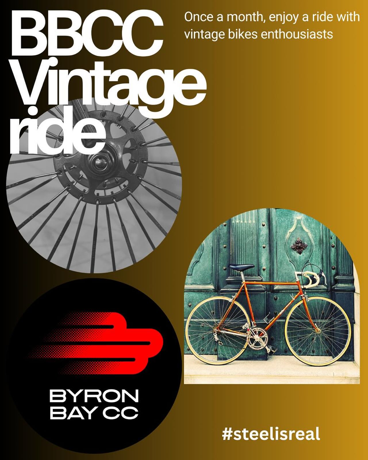 🚲 BBCC Vintage Ride — October Edition 🚲
Time to roll out the classics! Join us for our monthly Byron Bay Vintage Ride this Sunday, October 19.
We’ll be leaving from Bay Grocer for a 2½–3 hour easy-going recreational ride — the perfect pace to enjoy the scenery, the chat, and of course, your beloved steel steed.
Whether you ride a treasured restoration or a well-loved vintage gem, come along for a social spin with fellow enthusiasts.
🕗 Meet: Bay Grocer
🚴♂️ Roll-out: 7:00 am
💬 Pace: Relaxed and social
📅 When: Sunday, October 19
#byronbay #vintagecycle #stealisreal #byronbaycycleclub #oldskool