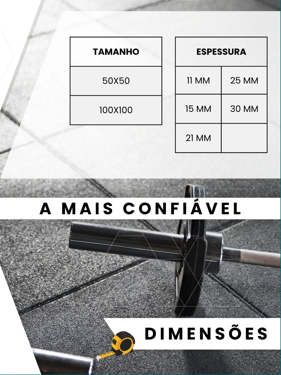 Os pisos emborrachados da Piso Dos Pisos Emborrachado estão disponíveis nos tamanhos 50x50 cm e 100x100 cm, com espessuras que variam de 11 mm a 30 mm.
Cada detalhe é pensado para garantir segurança, conforto e durabilidade em academias, indústrias, condomínios e playgrounds.
A solução sob medida que o seu projeto precisa!
🛒 Compre agora: pisodospisos.com/category/all-products
#PisosEmborrachados #PisoDeBorracha #Dimensões #Academias #Playgrounds #Indústrias #ConstruçãoCivil #Arquitetura #Obras #PisoDosPisos