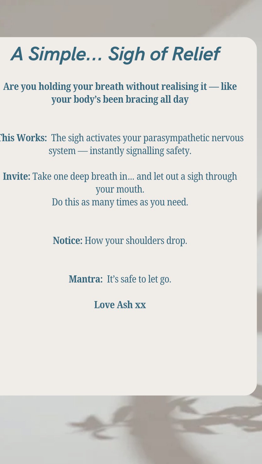 Sometimes all it takes is one breath to remind you, you are safe.
Xx