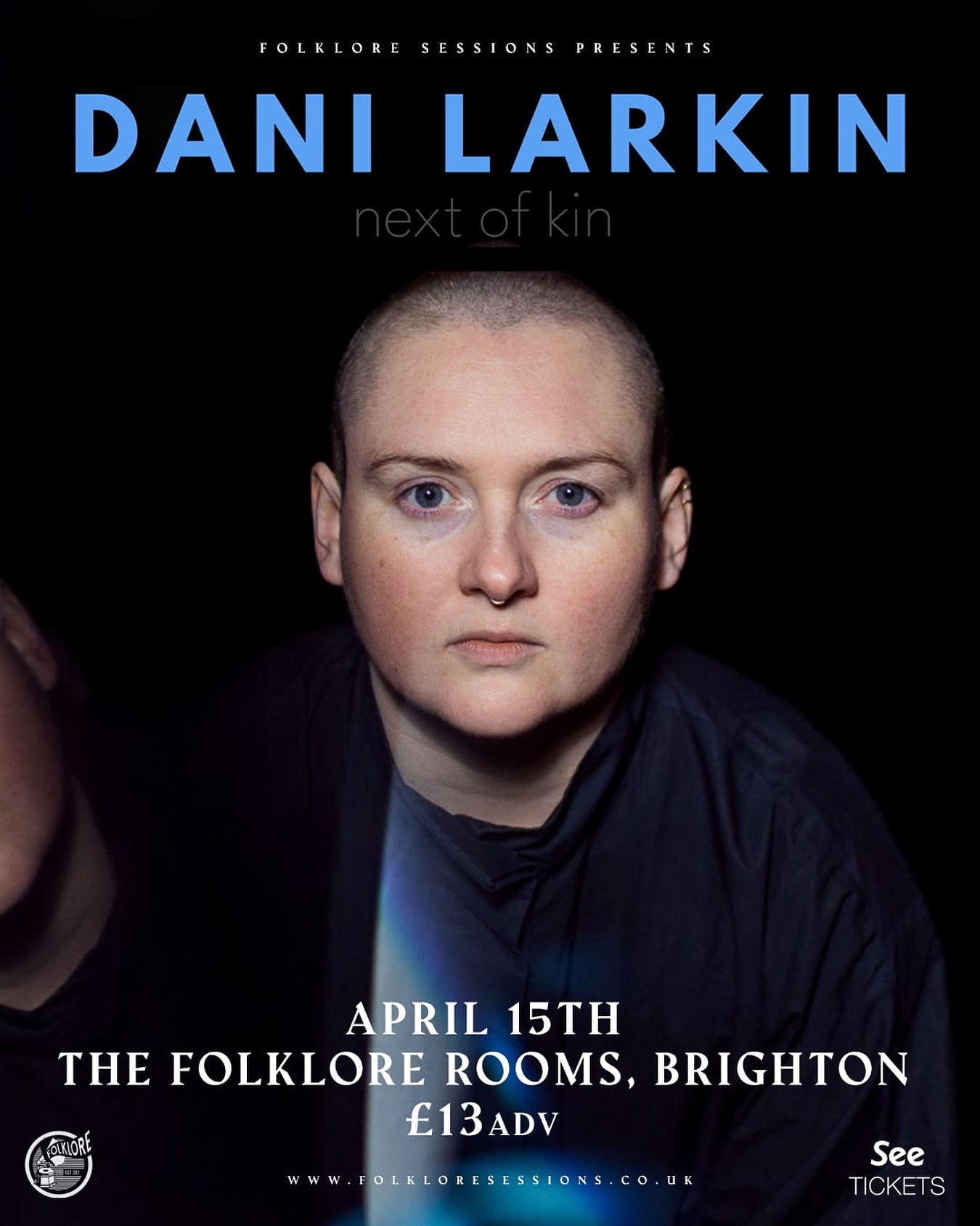 📣NEW SHOW ANNOUNCEMENT📣
Dani Larkin (@dani_larkin_)
The Folklore Rooms
April 15th 2025
Tickets are available NOW 🚨
Pipped by RTE Radio 1, BBC Radio 2, Double J (Australia) and Folk Radio UK as a rising star on the Irish folk and alternative scene, the last few years have been a breakthrough for this emerging alt-folk artist.
Nominated for ‘Best Single’ (2022) ‘Best Album’ (2021) at Northern Ireland Music Prize, and ‘Best Emerging Artist’ at RTE Folk Awards (2021), Dani Larkin has been an artist picking up speed with each release, and one that has been making her mark on the industry, in her own way.
An artist renowned for her unforgettable live performances, her magical songwriting with her vocal always taking centre stage, accompanied by her impressive guitar and banjo playing. Larkin has the ability to blend the old and new perfectly through her songwriting, delicately weaving themes of Celtic folklore with the more modern day landscape of her own experiences.
FOLKLOREx
