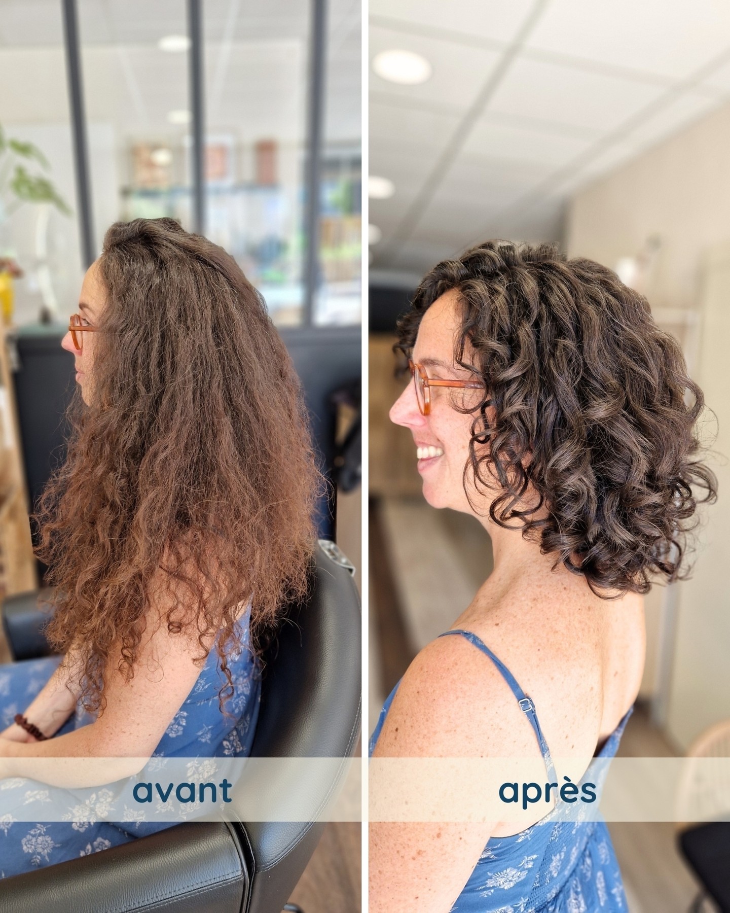 Un vrai nouveau départ ! ✂️ Beaucoup de longueur en moins et une structure repensée pour de la légèreté, du volume et des boucles pleines de vie.
Toujours un plaisir @bluejas 🥰