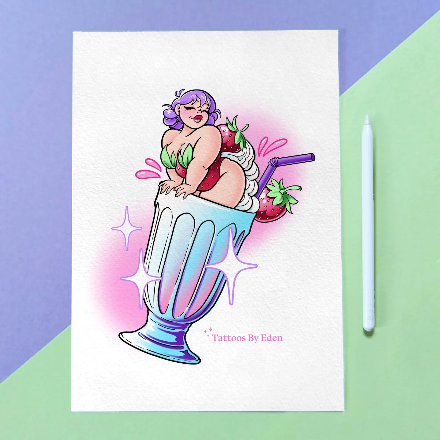 Still got some spots left for this year. So be sure to email me with your ideas! 🩷
-----------------------------------
#strawberrymilkshake #pinuptattoo #flashtattoo #colortattoo #strawberry #cutetattoo #plussize #tattoo