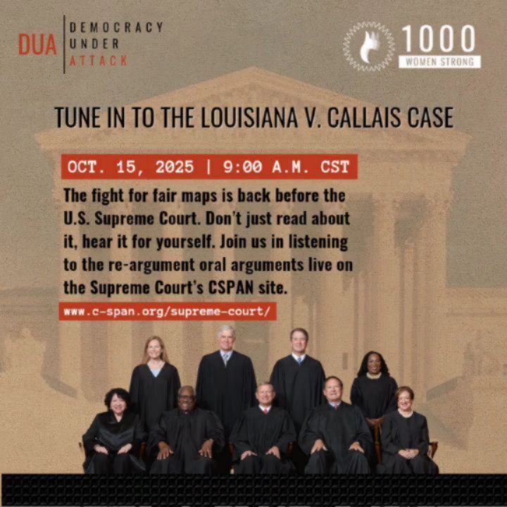 An ever-present past decision is back up for discussion.
"The Supreme Court hears argument in Louisiana v. Callais and Robinson v. Callais, which examines if Louisiana's creation of a second majority-Black congressional district violates the 14th or 15th amendments."
"If" is doing a lot of heavy lifting in that sentence.
Join us on Bluesky as react live to the oral arguments.
Bluesky: 1kwomenstrong dot bluesky dot social
#1KWS #SupremeCourt #OralArguments #14thAmendment #15thAmendment #Gerrymandering #Redlining
