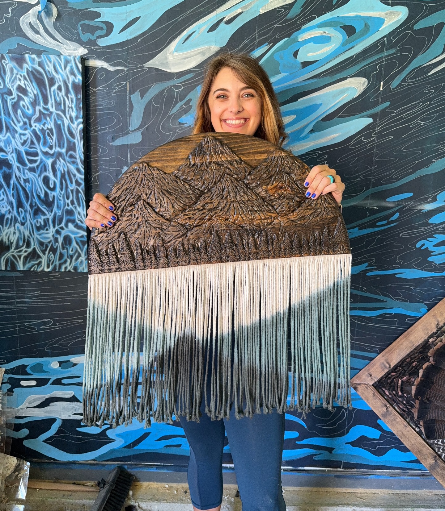 Obsessed. This is my favorite piece yet from my wood and macrame collection 🏞️
#woodart #macrame #mountainart #bohohomedecor #woodworking #woodworker #artist
Wood art, wood home decor, boho home decor, macrame, woodworking, woodwork, mountains, woodcarving, string art, textile, fiber art