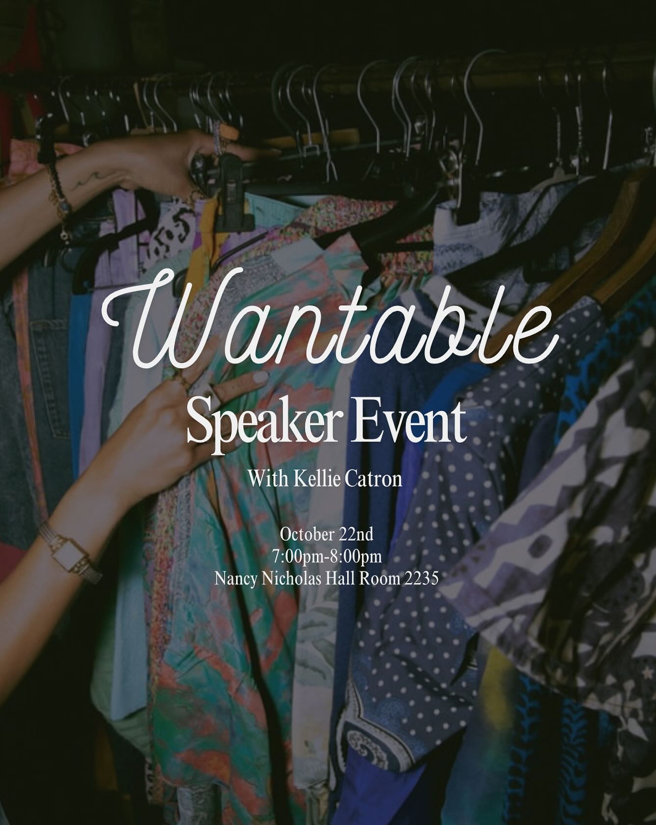 ✨NEXT WEEK✨ on October 22nd come join us in Nancy Nicholas room 2235 at 7pm to hear from our speaker Kellie Carton who will share more about personal styling that’s able to be shipped right to your door! She’ll also teach a bit about the “try-before-you-buy” customer experience. Can’t wait to see you ALL there!🕺🌟