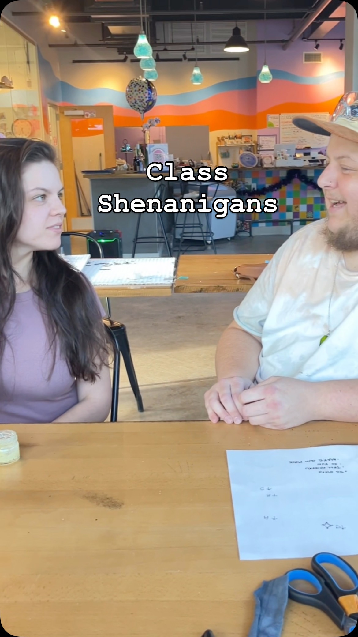 💀 Made this silly little video in our class last week - shoutout to our superrrr sweet student who did this with us (and immediately said “omg that was SO MEAN!” after saying this) 😂 come to our class and I might ask you to make stupid little TikToks! Ngl this one slayed me though! #stainedglassartist #stainedglassart #stainedglassclass #carrboro #carrboronc #sayitwithglass