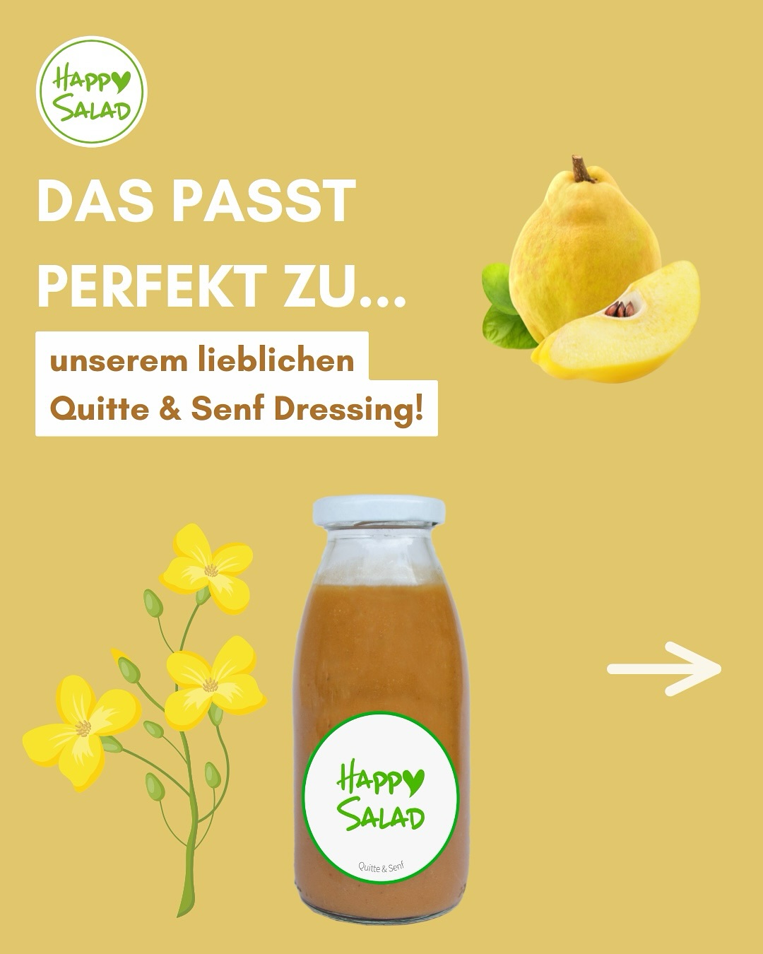 Das passt perfekt zu unserem lieblichen Quitte & Senf Dressing! 🌼
💛 2 Handvoll Feldsalat
💛 200 g Hokkaido-Kürbis (in Würfel geschnitten)
💛 1 kleinen Apfel oder Birne in feinen Scheiben
💛 100 g Feta (in Würfel gebrochen)
💛 Happy Salad Knusper Konfetti geröstet & gesalzen
💛 Happy Salad Quitte & Senf Dressing
👉 Zubereitung:
-Kürbiswürfel mit etwas Olivenöl, Salz & Pfeffer im Ofen rösten, bis sie weich sind.
-Feldsalat auf dem Tellern anrichten.
-Apfel/Birne, die Kürbiswürfel und den Feta dazugeben.
-Das Knusper Konfetti geröstet & gesalzen darüberstreuen und mit dem Happy Salad Quitte & Senf Dressing veredeln - fertig genießen!
Das Ergebnis: Süß-säuerlich, würzig & elegant.
Schau für weitere leckere Rezeptideen gerne auf unserem Blog vorbei.
BE HAPPY & STAY HEALTHY 💚
#happysalad #stayhealthy #Salatrezept #salad #Rezept