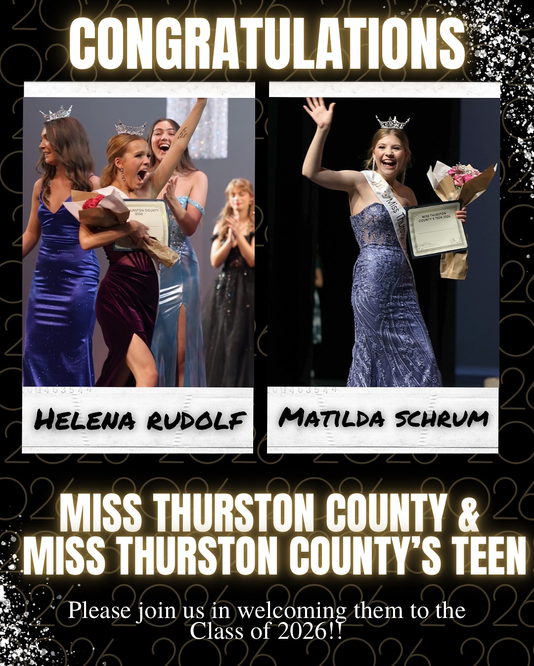 Please welcome the 2026 Team Thurston County! @missthurstonwa Helena Rudolf, @missthurstonteenwa Matilda Schrum, @misscapitalcitywa Nyah Hart and @misscapitalcityteenwa Lexi Lund! They were crowned last night at the Kenneth Minnaert Center in Olympia. #missamerica #misswashington #missthurstoncounty #misscapitalcity #pageant