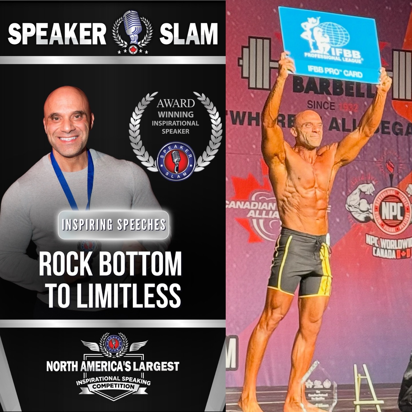What a year.
Two lifelong goals achieved.
In January, I became an award-winning speaker — after years of letting fear, doubt, and imposter syndrome hold me back.
Then, on October 4th, after 15 years of work, I became a two-time Canadian National Champion and earned my IFBB Pro Card, becoming a professional athlete.
These weren’t just wins — they were proof that discipline, resilience, and faith can turn any dream into reality.
High performance isn’t luck.
It’s alignment — of body, mind, and purpose.
All glory to God. 🙏
#Motivation #Leadership #Resilience #Faith #Discipline #Mindset #IFBBPro #HighPerformance #Limitless