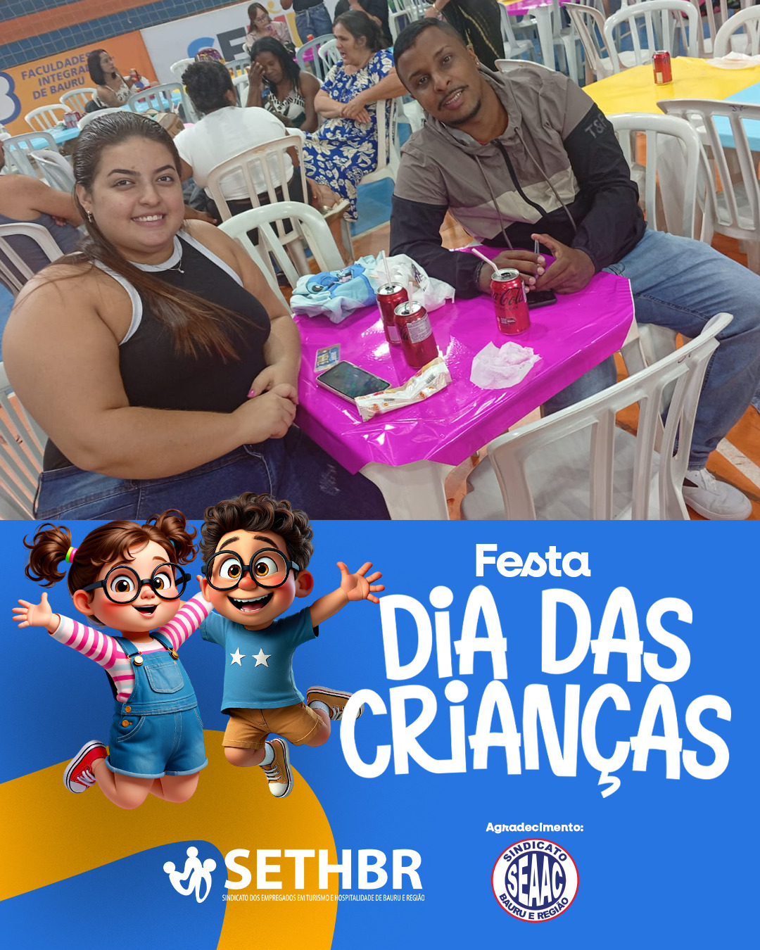 ✨🎈 Um dia repleto de alegria, brincadeiras e sorrisos tomou conta da festa do Dia das Crianças! Foi lindo ver tanta energia boa e momentos especiais compartilhados em família. 💛
Agradecemos  ao Sindicato SEAAC pela parceria que tornou esse evento ainda mais especial! 🤝🎉
Conte com a gente!
Sempre ao lado do trabalhador.
📞Fale com o Sethbr: (14) 3227-7431 ou 3227-7283
📲 Para saber mais sobre o nosso trabalho, acesse: www.sethbr.com.br
#sethbrbauru #sindicato #bauru #sethbr #aposentadoria #direitodotrabalhador #condomínios #edificio #baurucity
