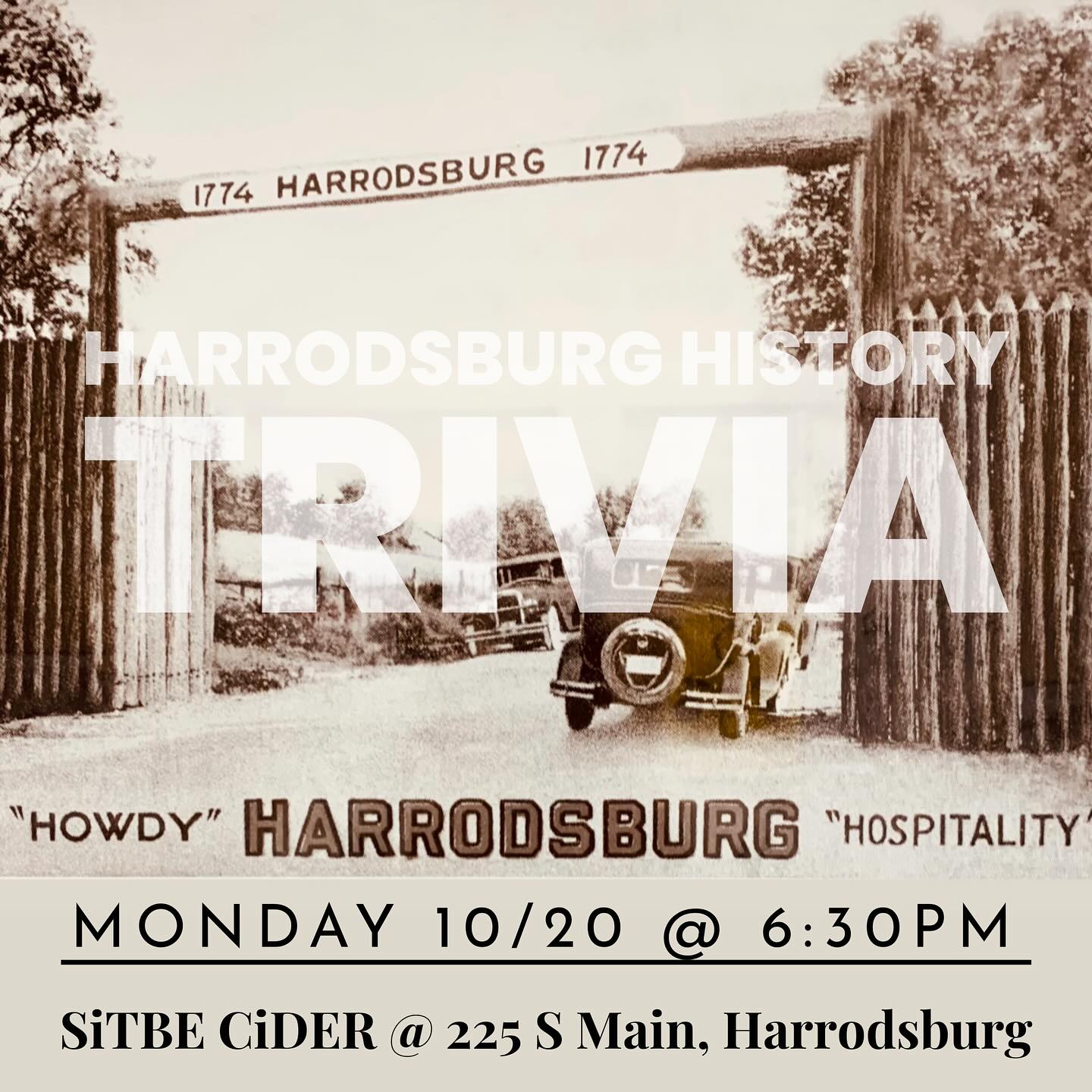 Great night of Trivia planned,by the Daughter’s of the American Revolution, to test your “all things” Harrodsburg knowledge. * Teams or individuals * Pub open * No cost but donations accepted for the DAR * Prizes donated by @blackbirdcafeharrodsburg @sitbeciderhouse @tourharrodsburg and Chuck and Helen Dedman