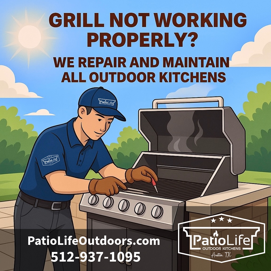 If your grill isn’t heating properly, igniting, or just isn’t performing like it used to, we can help. Our team repairs and maintains all outdoor kitchen appliances & components to keep them looking & running like new. 🔧🔥
#OutdoorKitchenRepair
#GrillMaintenance
#AustinTXHomes
#PatioLife
#BuiltInGrill
