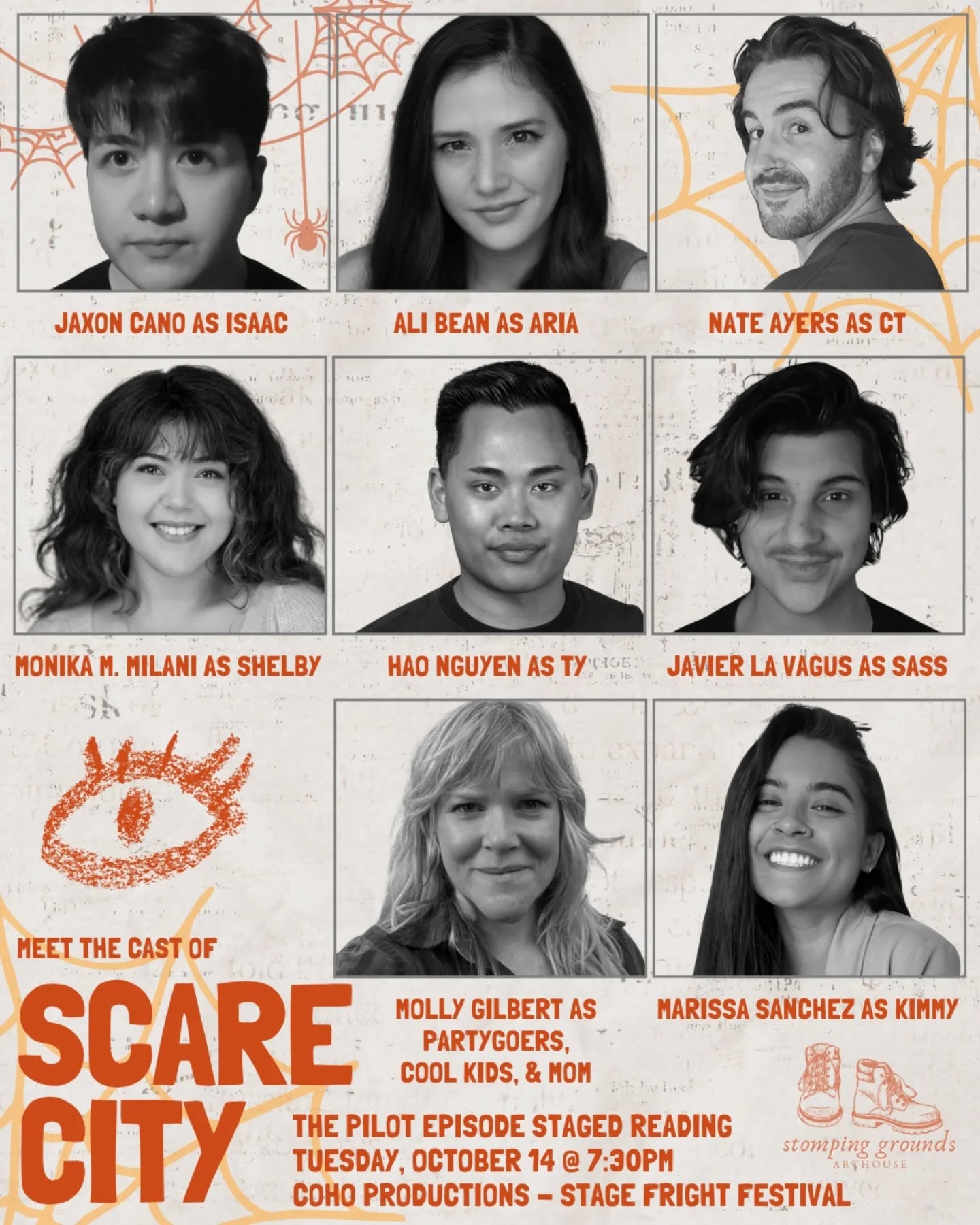 We've got a ~killer~ cast for TOMORROW 'S staged reading of Scare City! You won't want to miss their spooky adventures, friendship, and silly jokes!
Join us for @stagefrightfestival at @cohotheatre 7:30pm on the dot!
Plus, we share the night with a new play by @clementinegoblin featuring the talents of many Stomping Grounds friends! (@notebook_fragments @luckywalnut97 @jeia.scott)
Tickets are pay what you will, with a suggested donation of $25.