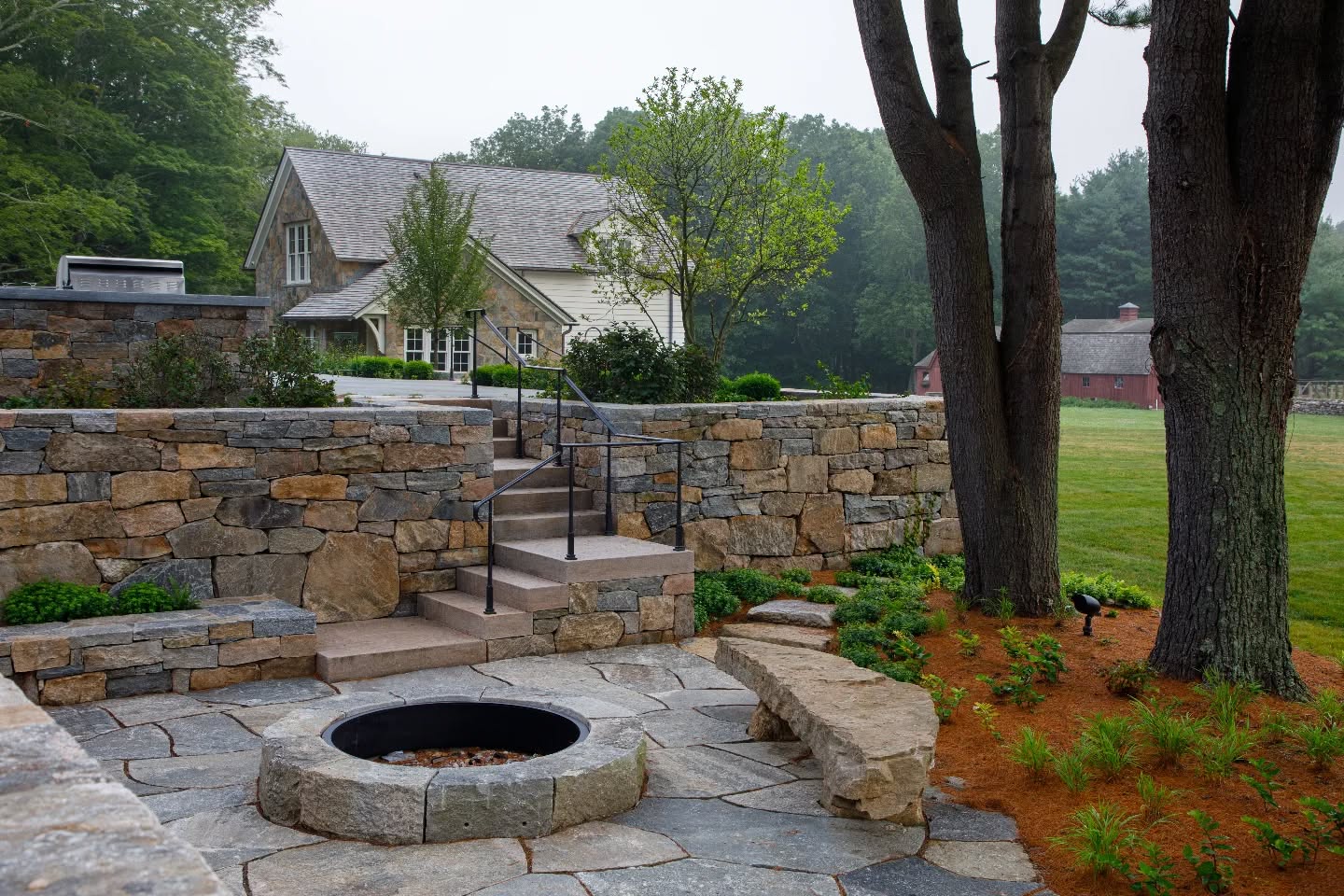 Stone mosaic pavers with a stone fire pit, seat wall, & bench to match - beautifully crafted by Marc Evankow Masonry
Thrilled to be sharing images from our Hickory Meadow Farms project, taken by @carynbdavisphoto earlier this year & available to view on our website now
Architect: @marcbaileyarchitect
Landscape Architect: @triplettdesignstudio
Construction: SD Hallahan Housewright
Landscape Installation: @novakbrotherslandscapingllc
Masonry: Marc Evankow Masonry
#triplettdesignstudio #landscape #landscapedesign #landscapearchitecture #landscapelovers #residential #residentiallandscape #residentialdesign #newengland #design #senseofplace #coastallandscapedesign #newenglandlandscapes #hardscape #mosaicpattern #masonry #firepit #seatwall #landscapeinspo #landscapeinspiration #firepitdesign #lymect #oldlymect #landscapesofCT #ctlandscapedesign #ctlandscapearchitecture