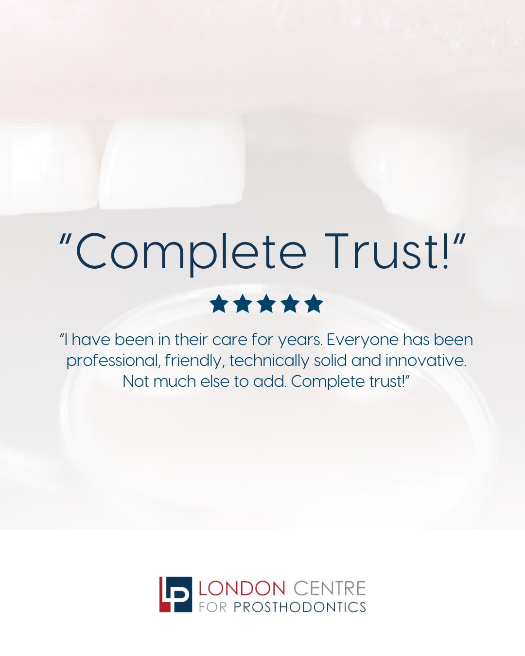 Your kind words mean the world to us – thank you! 🌟💙
Have you visited recently? We’d love to hear about your experience! Share your feedback with us on our website or on Google – The London Centre for Prosthodontics. ✨
Get in touch with our team to book your appointment - we look forward to seeing you soon!
The London Centre For Prosthodontics
29 Weymouth Street
London, W1G 7DB
020 7637 4518
info@londonprosthodontics.com
Monday - Friday: 7:30am - 4:30pm
#MaryleboneDentist #LondonSmiles #HealthyTeethMarylebone #DentalCareLondon #SmileMakeover #MaryleboneOralHealth #LondonDentalExperts #CosmeticDentistry #TeethWhiteningMarylebone #EmergencyDentistLondon #MaryleboneOrthodontics #LondonDentalClinic #DentalCheckup #MaryleboneDentalCare #SmileTransformation
#LondonOralCare #MaryleboneDentalHealth #FamilyDentistLondon #TeethCleaningMarylebone #CosmeticDentistLondon #MaryleboneTeeth #LondonDentalHygiene#MaryleboneOrthodontist #OralWellnessLondon #PreventiveDentistry #MaryleboneDentalServices #LondonDentalSpecialists #MaryleboneHealthySmiles #LondonDentistry #AdvancedDentalCare