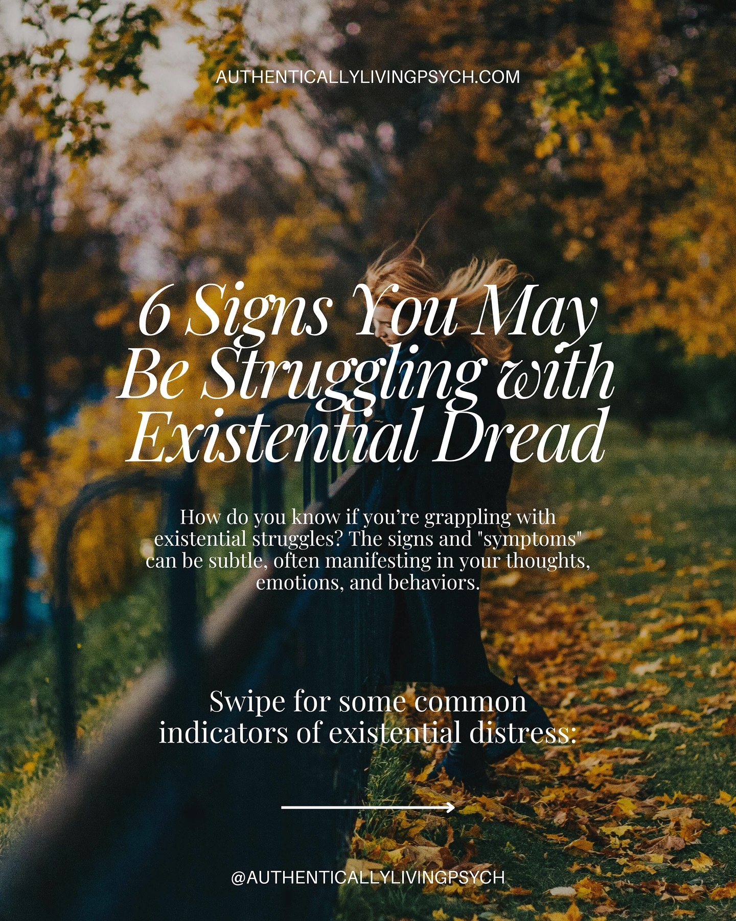 One key aspect of existential therapy is confronting the very nature of existence itself.
In the face of absurdity, we are left with a choice: we can either surrender to despair, or we can rise to the challenge of creating meaning from within ourselves.
The therapy process itself becomes an act of meaning-making, where, together, we unpack the layers of existential confusion and begin to form new possibilities.
Follow the link in our bio to get in touch 🔗🍂
#AuthenticallyLivingPsychology
———
#psychologists #mentalhealthmatters #selfcaretips #selfcareisntselfish #selfcaresunday #quarterlifecrisis #authenticity #relationships #life #therapy #authenticself #authenticliving #therapy #nytherapist #njtherapist #wordsoftheday #selfcareday #healingjourney
*Instagram posts are not a substitute for therapy/mental health services or a continuation of care. These posts and activities are for informational purposes only. If you participate in any activities, it is your choice to do so and the practice is not held liable for any risk associated with these activities. You engage in the activities at your own risk. Liking, commenting tagging or sharing can limit confidentiality.