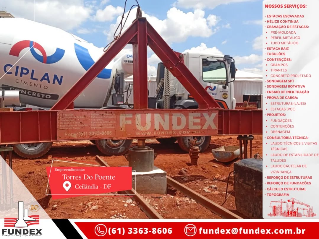 🚧 Prova de Carga Estática em execução! 💪
Na obra do empreendimento Torres do Poente, em Ceilândia - DF, a equipe FUNDEX realiza mais um serviço essencial para garantir segurança, qualidade e confiabilidade nas fundações: a Prova de Carga Estática 🏗️📊
Esse ensaio é fundamental para avaliar o desempenho real das estacas e assegurar que cada fundação atenda aos critérios técnicos exigidos pelo projeto.
⠀
✅ Compromisso com a qualidade
✅ Precisão nos resultados
✅ Experiência que garante confiança
#Fundex #ProvaDeCarga #Geotecnia #EngenhariaCivil #FundaçõesProfundas #QualidadeQueSustenta #CeilândiaDF #TorresDoPoente #Estacas #ConstruçãoCivil #Obras #Engenharia #Fundações #df