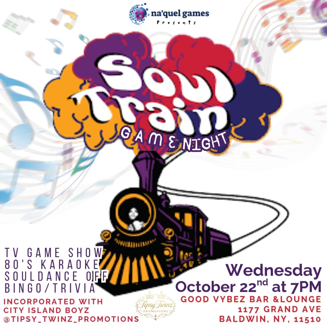 Boogie, battle, and bring it home! 🥇 at @goodvybezli Soul Train Game Night🕺🏾
🎙️ 80’s Karaoke Hits
💃🏾 SoulDance OFF
🎲 Bingo + Trivia Showdowns
🎮 TV Game Show Challenges
📅 Wednesday, October 22nd, 2025
🕓 7PM – 9PM EST
📍 1177 Grand Avenue, Baldwin, NY 11510
Will you be ready when grooves meet games! 🕺🏾🏆💃🏽
SoulTrainGameNight #GoodVybezLounge #GoodVybezLI #NaquelGames #SoulTrainVibes #OldSchoolCool #RetroGrooveNight #GoodVybezExperience #80sKaraoke #SoulDanceOff #DiscoAndSoul #FunkyFreshBeats #GrooveAndMove #SingAndSwing #Karaoke #DanceFloorMagic #BoogieDownSunday #SoulTrainLineEnergy #EatPlayVybez #TriviaAndTings #BingoAndBeats