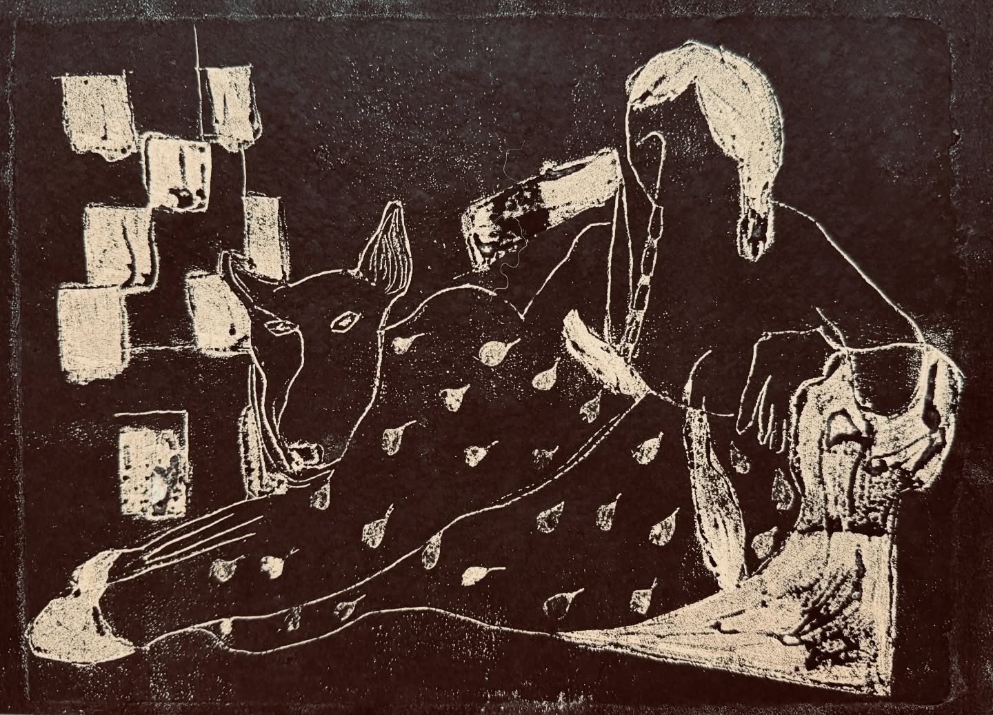 Joan and Bob 1/1
I finally made friends with enviromount board, using carborundum and chine colle.Thank you @rhodarosenberg for introducing me to using wheat paste powder in place of glue or paste - what a game changer! Gluten is definitely my friend 🍞🥖🥐 #printmaking #chinecollé #akuainks #carborundum #sustainableartpractice #joanbrown #wheatpastepowder #bobthedog #dogsinart #changethemedia #