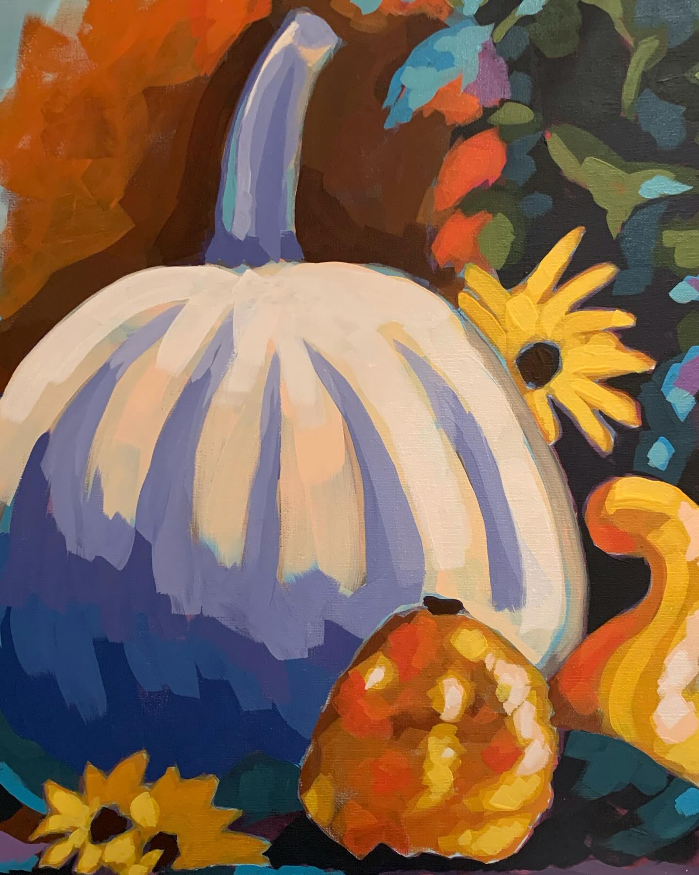 Autumn is here, and I couldn’t resist this little harvest mix — a white pumpkin with purple shadows, nestled with green and orange gourds. 🎃🍂
Painting this was all about vibrant colour, texture, and capturing that cozy, seasonal glow.
Inspired by @ali_kay_studio
Available artwork from Art on Mill Street
@citybrampton @baobrampton
#artonmillstreet #acrylicpainting #canadianartist #pumpkinart #gourds #fallart #bramptonartist #ontarioartist #paintingjoy #creativecanada #cozyart #smallbatchartist #autumnpalette #seasonalinspiration #artloversofinstagram #warmtones #stilllifeart