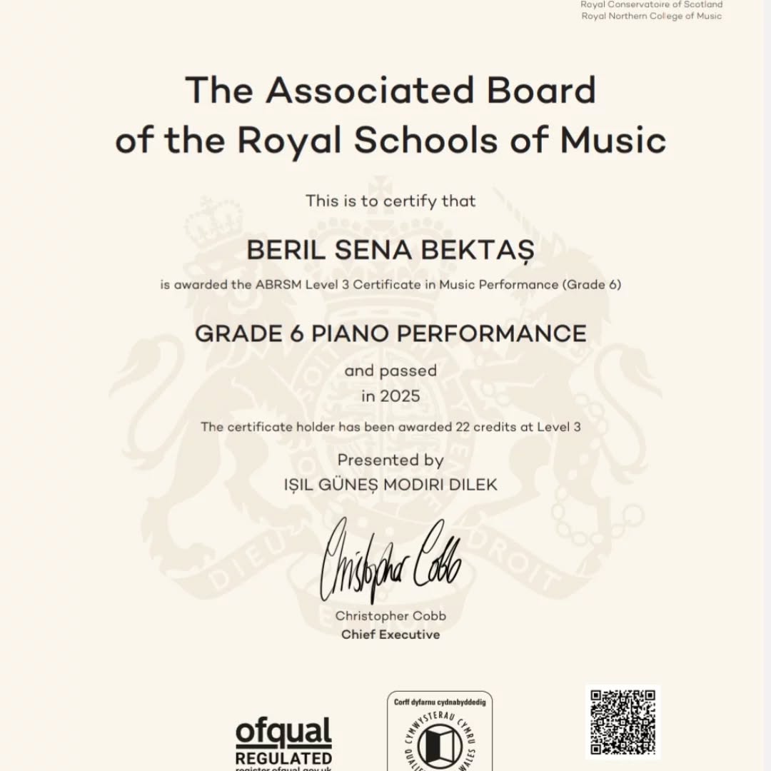 Öğrencimiz Beril Sena Bektaş,Royal Akademi programının 6.Aşama sınavını başarı ile geçmiştir. Kendisini tebrik ediyor👏🏻başarılarının devamını diliyoruz🌺