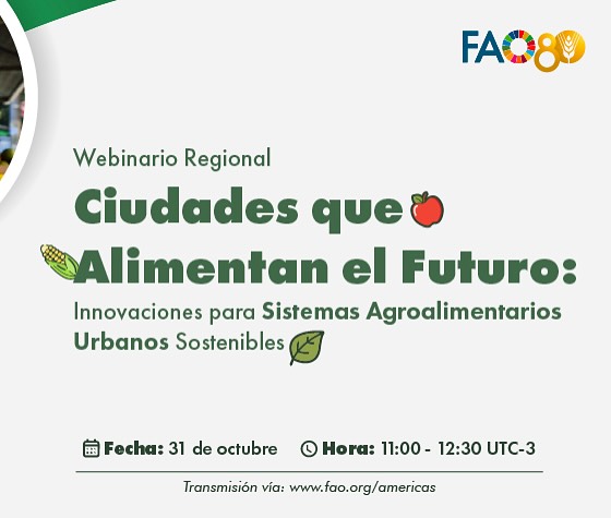 🍎 En el marco del #DíaMundialDeLasCiudades, te invitamos a participar en este encuentro virtual para reflexionar sobre uno de los grandes desafíos del mundo actual: garantizar el acceso a alimentos saludables y sostenibles en nuestras ciudades.