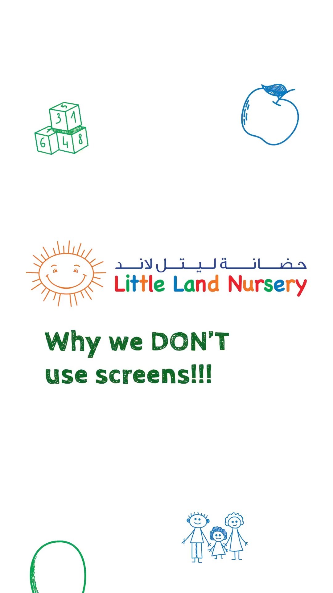 Why we DON"T use screens!
If you’re looking for a nursery, where your child comes first, choose Little Land Nursery, Dubai #LittleLandNursery #Montessori #Dubai #UAE #DubaiMums #DubaiMumLife #MumsOfDubai #ExpatMumDubai #DubaiParenting #DubaiNursery #DubaiWithKids #DubaiLadies #DubaiLuxury #DubaiWoman #ExpatMums