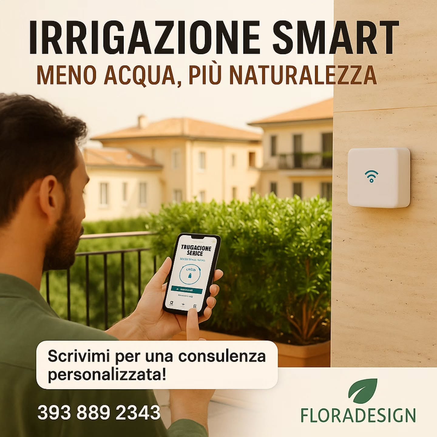 💧 Irrigazione Smart, meno pensieri più verde!
Con una centralina Wi-Fi puoi controllare tutto dal tuo smartphone 📲
Imposti orari, durata e giorni, anche quando sei fuori casa.
Niente sensori o impianti complicati, solo comodità e risparmio d’acqua 💦
👉 Scrivimi per installarla o ricevere una consulenza personalizzata.
📞 393 889 2343
🌐 www.floradesign.it
#GiardinaggioRoma #RomaNord #Cassia #Trionfale #MonteMario #Camilluccia #FloraDesign #IrrigazioneWiFi #TerrazzoVerde #RisparmioAcqua