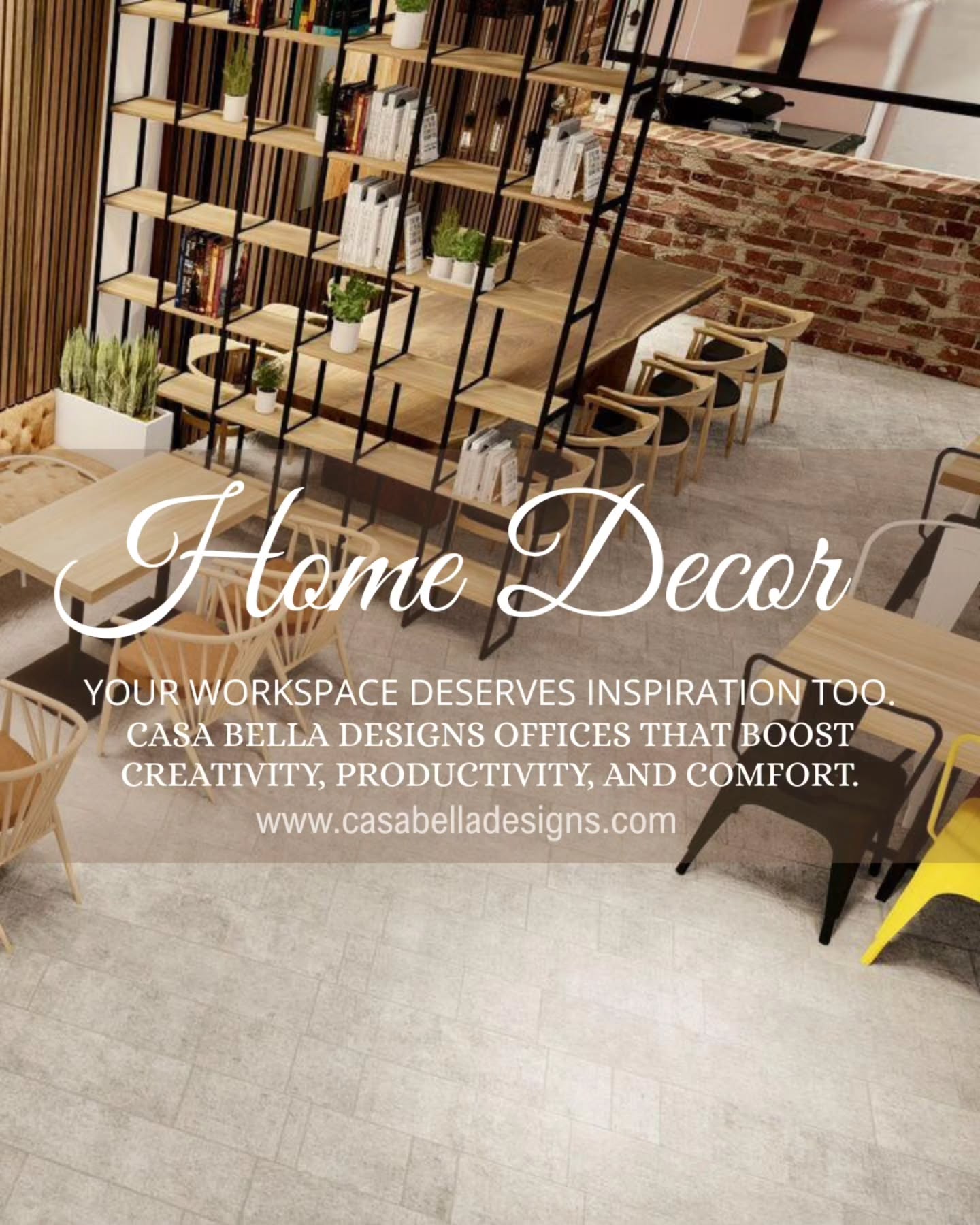Your workspace deserves more than just a desk and chair. At Casa Bella Designs, we create inspiring offices that aren't just beautiful, but are designed to actively boost your creativity, productivity, and comfort.
Ready to transform your work environment?
#CasaBellaDesigns #OfficeDesign #WorkspaceGoals #HomeDecor #InteriorDesign #CreativeOffice #ProductivityBoost #WorkFromHome #CommercialDesign #ModernOffice