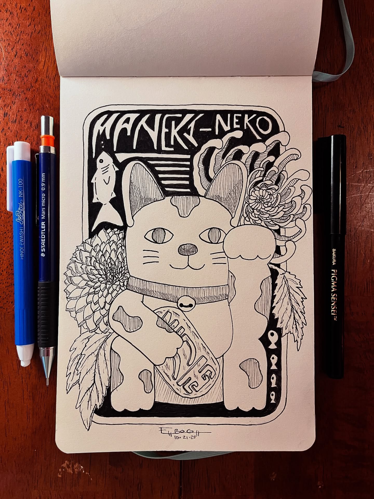 Prompt- “LUCKY” - May this kitty bring myself (goodness knows I need it) and all of you the luck you deserve.
-
#drawfordays @stickersfordaysllc #draw #inkdrawing #inktober #manekineko #nekostagram #cat