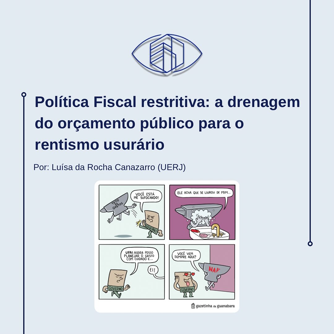 As relações Estado-Sociedade em um modelo econômico estruturado na dívida pública drena o orçamento público para o rentismo usurário.
O artigo “Política Fiscal restritiva: a drenagem do orçamento público para o rentismo usurário” traz uma análise da penetração da lógica financeira para espaços de valorização não mercantil.
Para saber mais sobre esse tema acesse nosso site e leia o artigo completo:
https://www.observatoriobc.com.br/post/política-fiscal-restritiva-a-drenagem-do-orçamento-público-para-o-rentismo-usurário