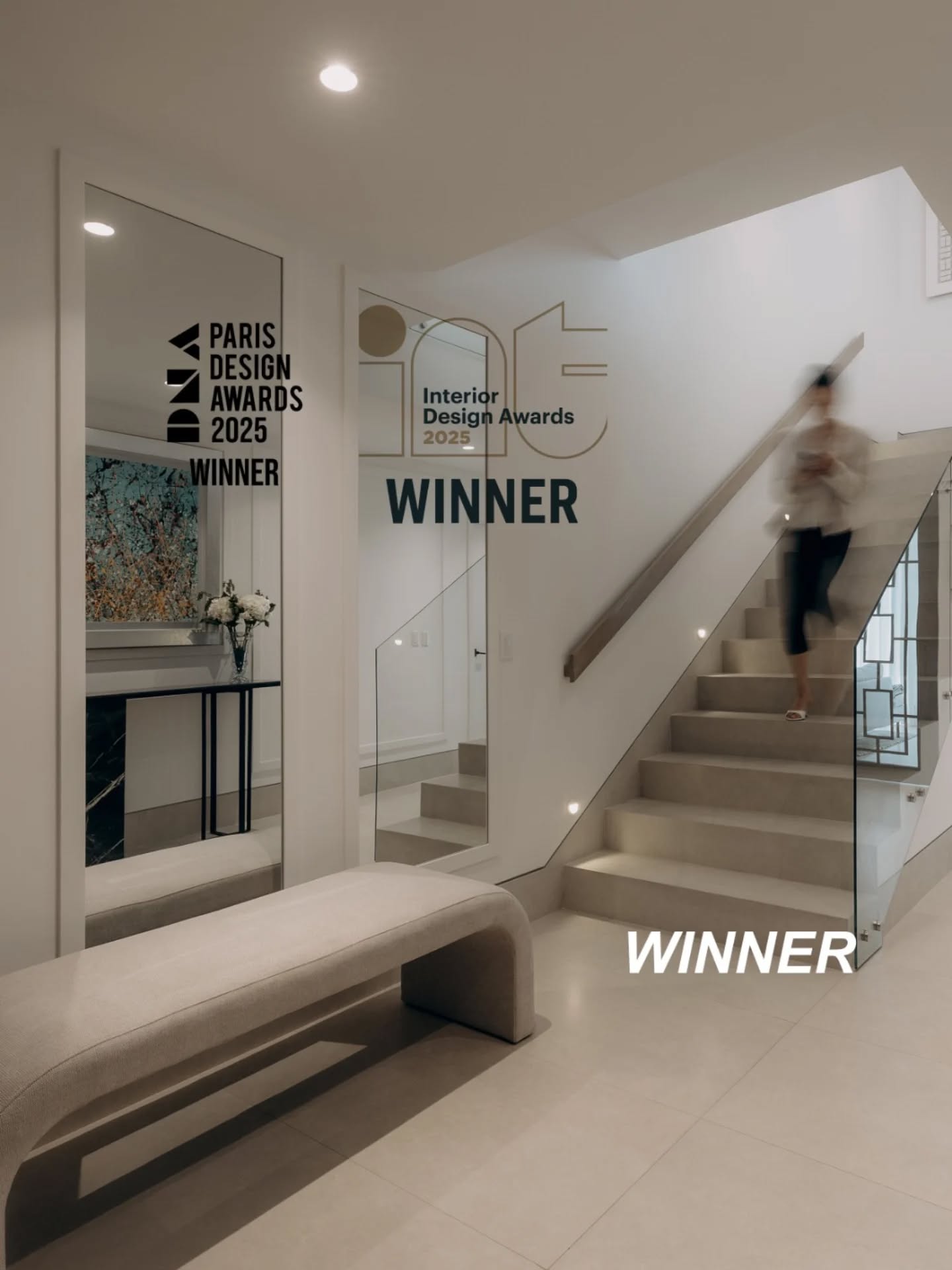 Competing with companies from 35 countries, we have been selected as winners at the INT Awards with the project of this townhouse! A house full of details and simplicity to strike with elegance. A crafted execution of materials, lighting, furniture and art ✨️