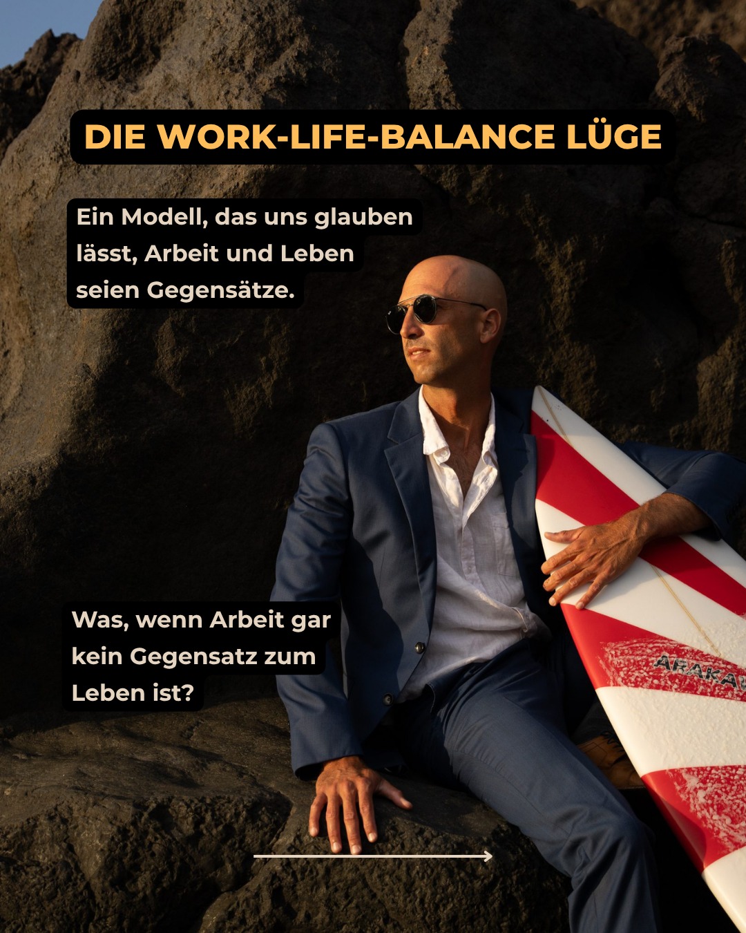 Das Konzept der Work-Life-Balance klingt harmlos – doch es trennt, was zusammengehört.
Wenn wir Arbeit und Leben als Gegensätze betrachten, erklären wir ein Drittel unserer wachen Zeit zum Problem.
Berufliche Resilienz beginnt dort, wo wir aufhören, Arbeit innerlich abzuwerten und anfangen, sie als Teil unseres Lebens zu gestalten.
In unserem Bildungsurlaub „Resilienz im Beruf“ lernst du, wie sich Sinn, Leistung und Erholung nicht ausschließen, sondern gegenseitig stärken.
Mehr Informationen findest du über den Link in unserer Bio.
📸 This post came to life thanks to the brilliant creative work of Andy @andycannonphoto and the outstanding modeling of Flo @girogirofoto Thank you guys ❤️
I’ll translate the slides for you here in the comments!
—
🌊 Hi, wir sind Ocean Fused Training. Wir verbinden berufliche Weiterbildung mit Natur und Bewegung. Folge uns für fundierte Impulse rund um Stressregulation, Selbstfürsorge und Resilienz im Berufsalltag.
#stressmanagement #bildungszeit #resilienz #bildungsurlaub #teambildung #embodiment #surfen #yoga #achtsamkeit #erleben #oceanfusedtraining
